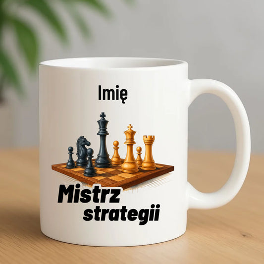 Kubek dla szachisty - Mistrz strategii - personalizowany HSZ11 - StoryCups.pl