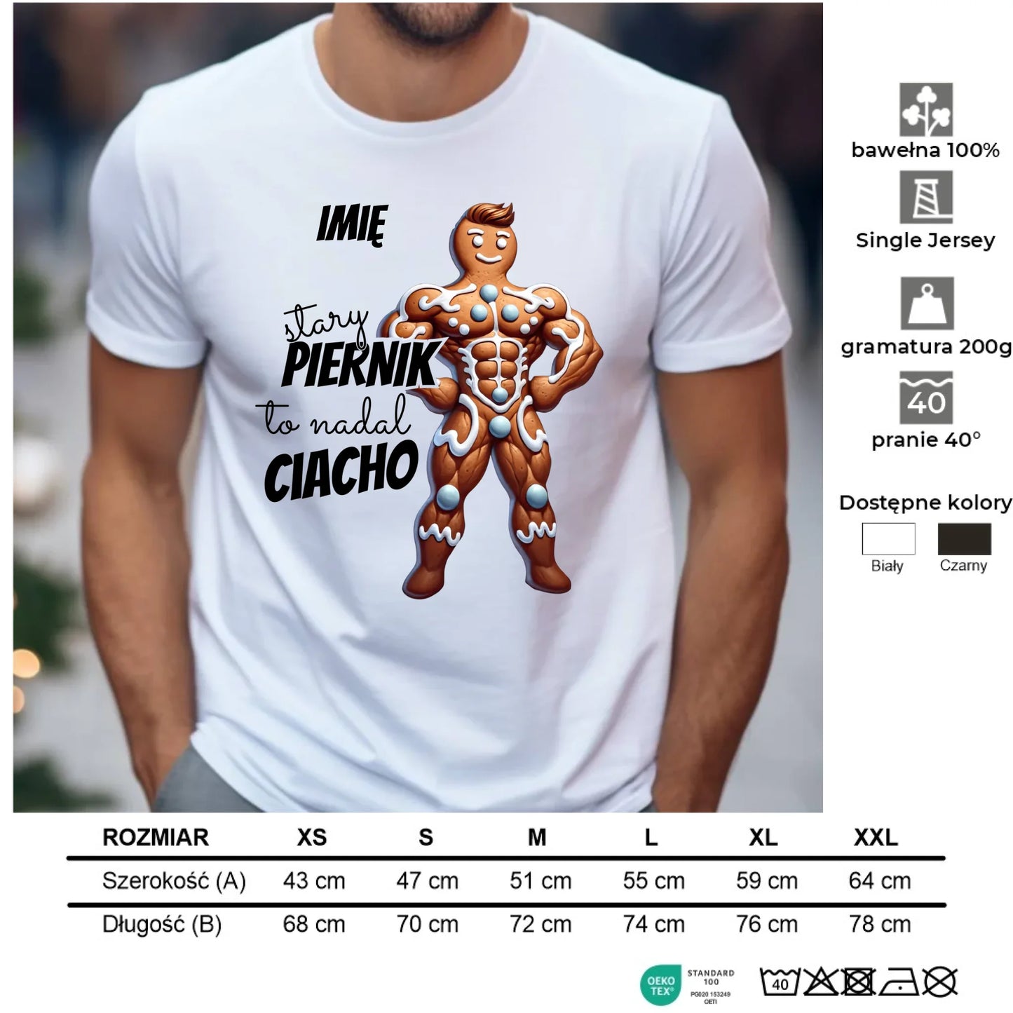 Koszulka męska świąteczna - Stary piernik to nadal ciacho - personalizowana BN23 - StoryCups.pl