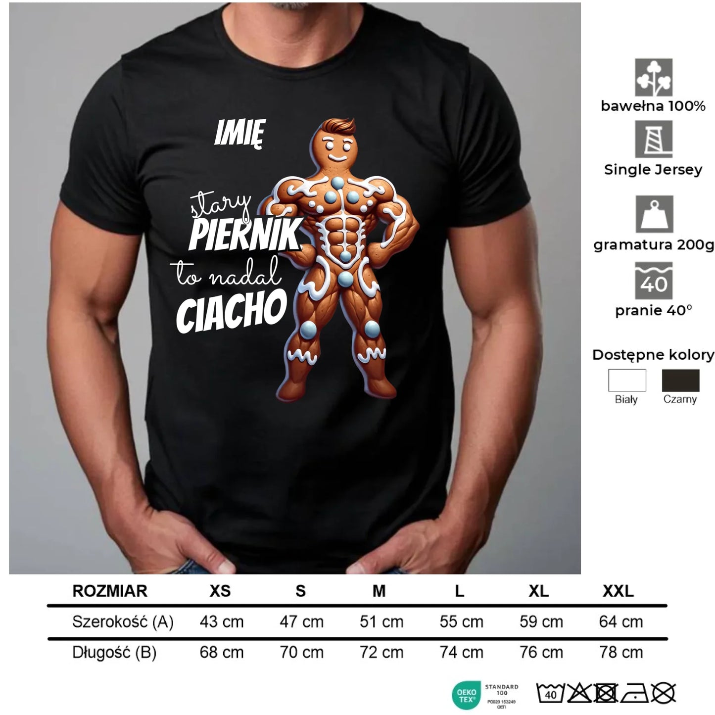 Koszulka męska świąteczna - Stary piernik to nadal ciacho - personalizowana BN23 - StoryCups.pl