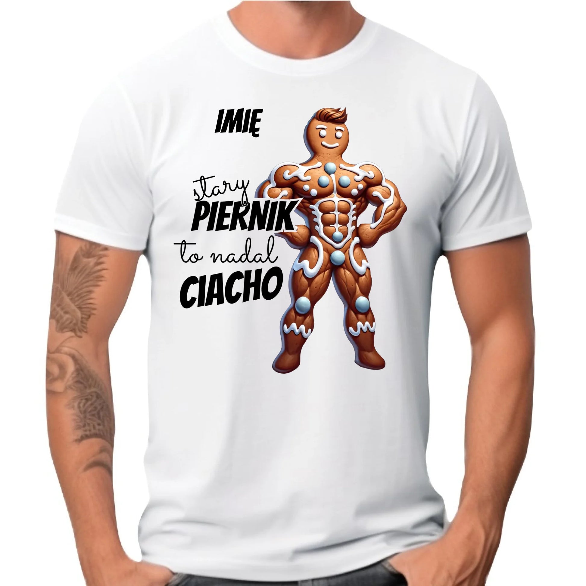 Koszulka męska świąteczna - Stary piernik to nadal ciacho - personalizowana BN23 - StoryCups.pl