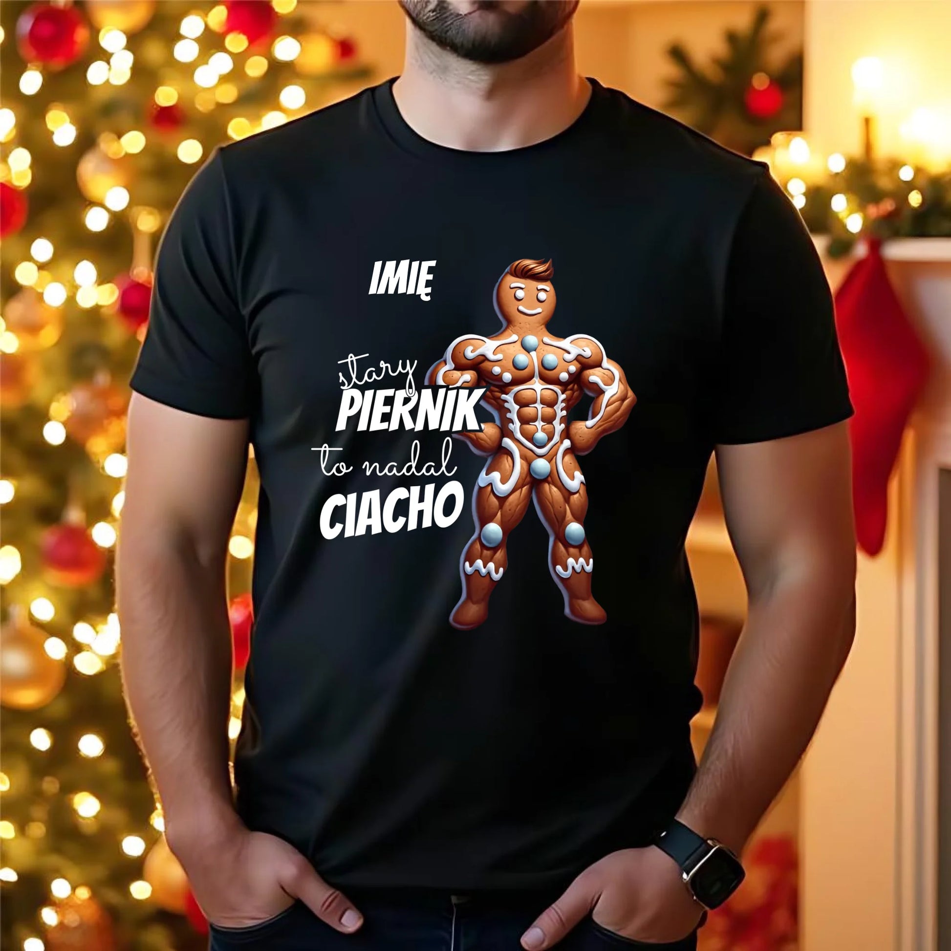 Koszulka męska świąteczna - Stary piernik to nadal ciacho - personalizowana BN23 - StoryCups.pl