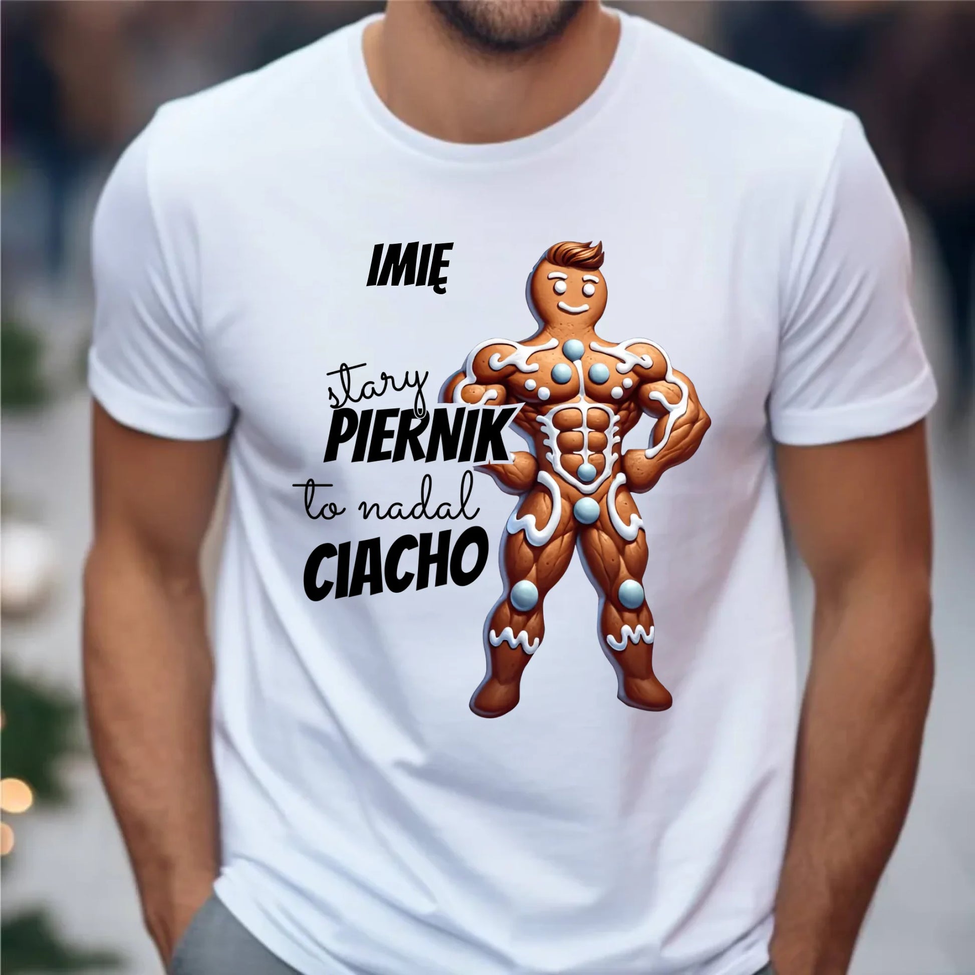 Koszulka męska świąteczna - Stary piernik to nadal ciacho - personalizowana BN23 - StoryCups.pl