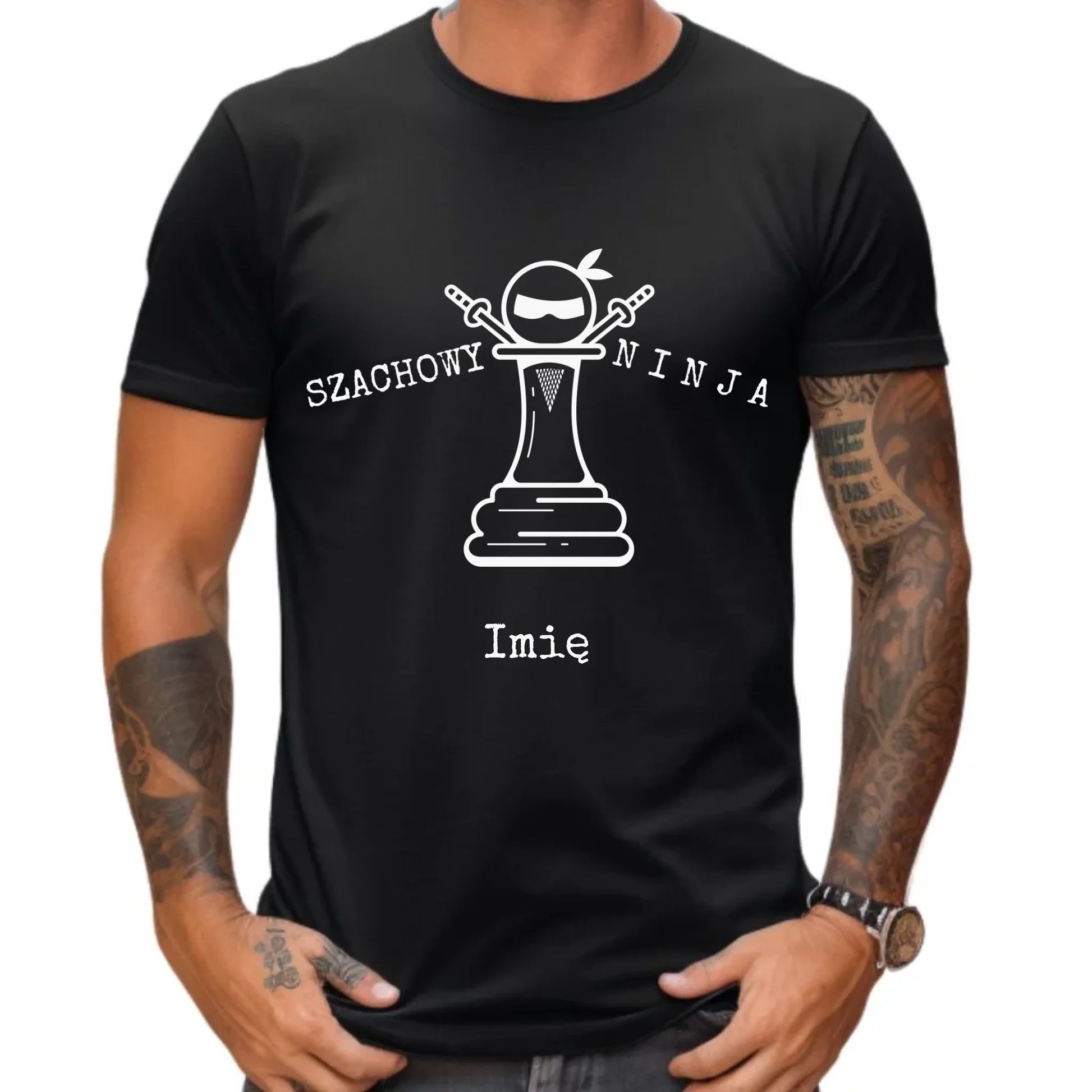 Koszulka męska dla szachisty - Szachowy ninja - personalizowana HSZ01 - StoryCups.pl