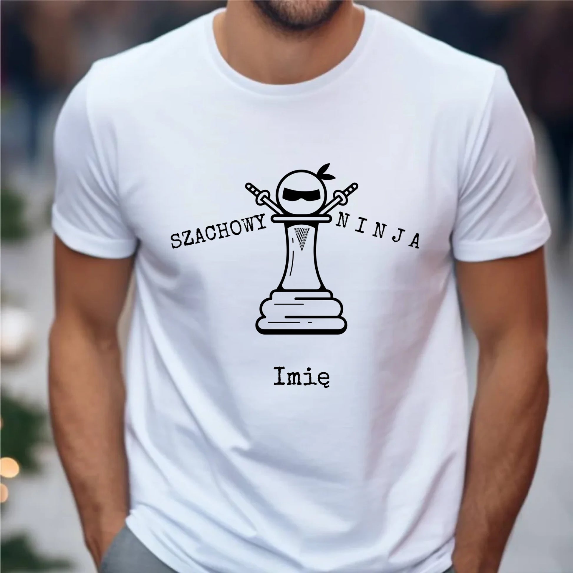 Koszulka męska dla szachisty - Szachowy ninja - personalizowana HSZ01 - StoryCups.pl