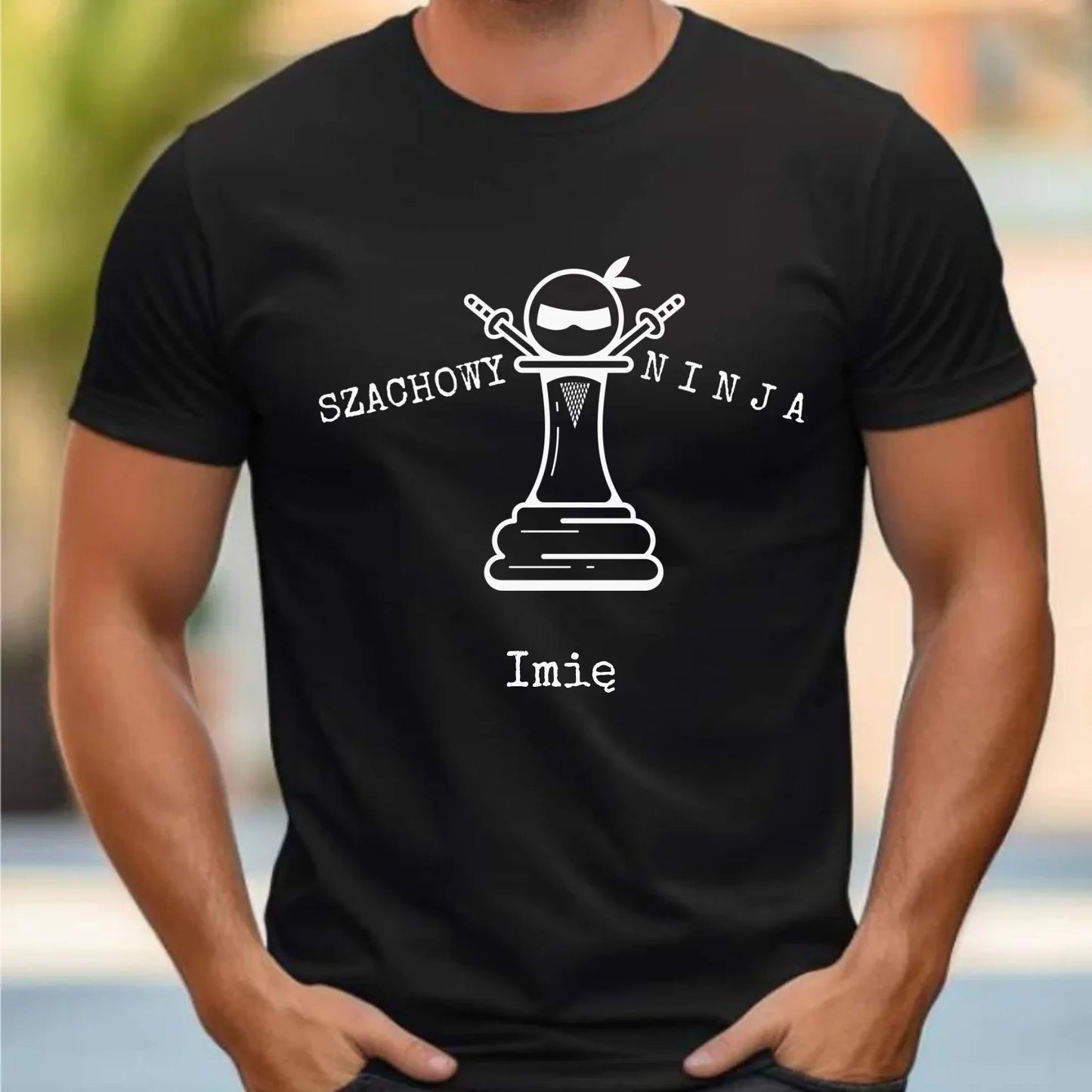 Koszulka męska dla szachisty - Szachowy ninja - personalizowana HSZ01 - StoryCups.pl