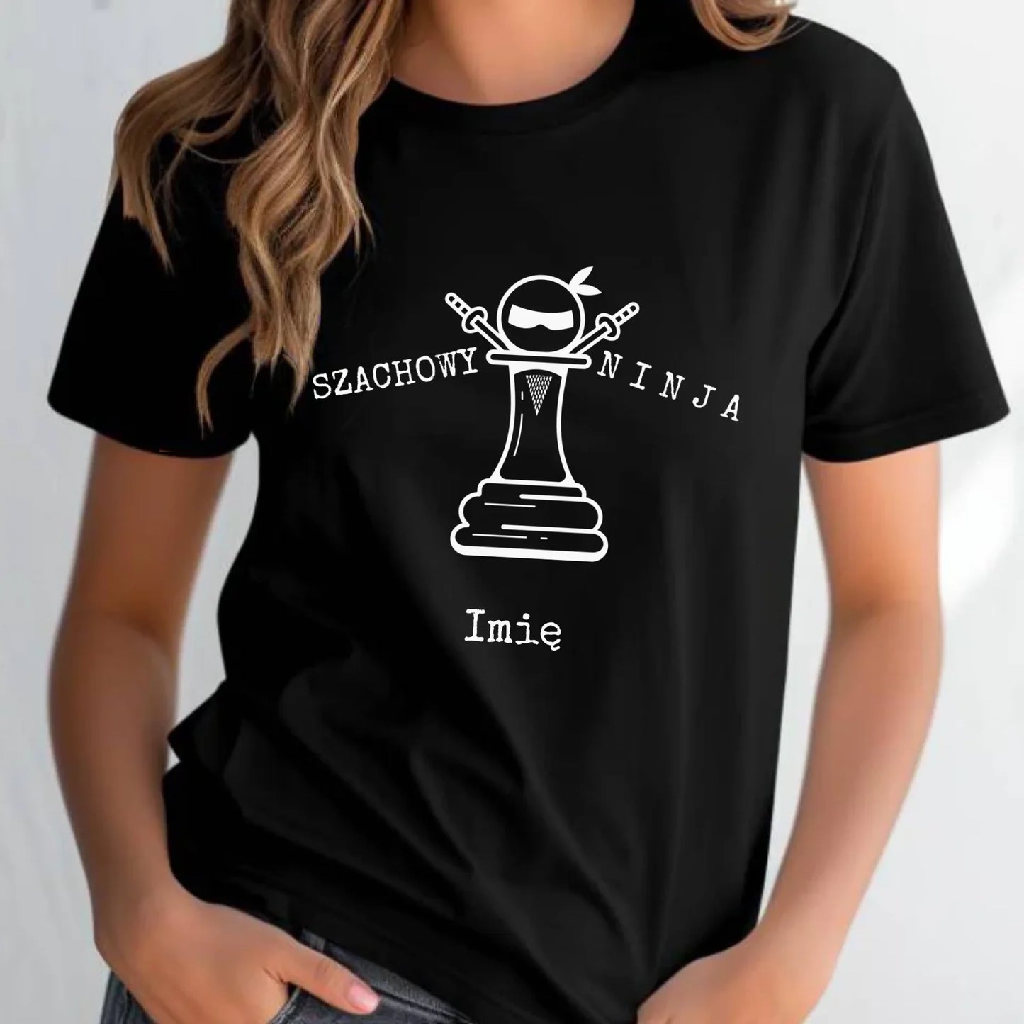 Koszulka damska dla szachisty - Szachowy ninja - personalizowana HSZ01 - StoryCups.pl