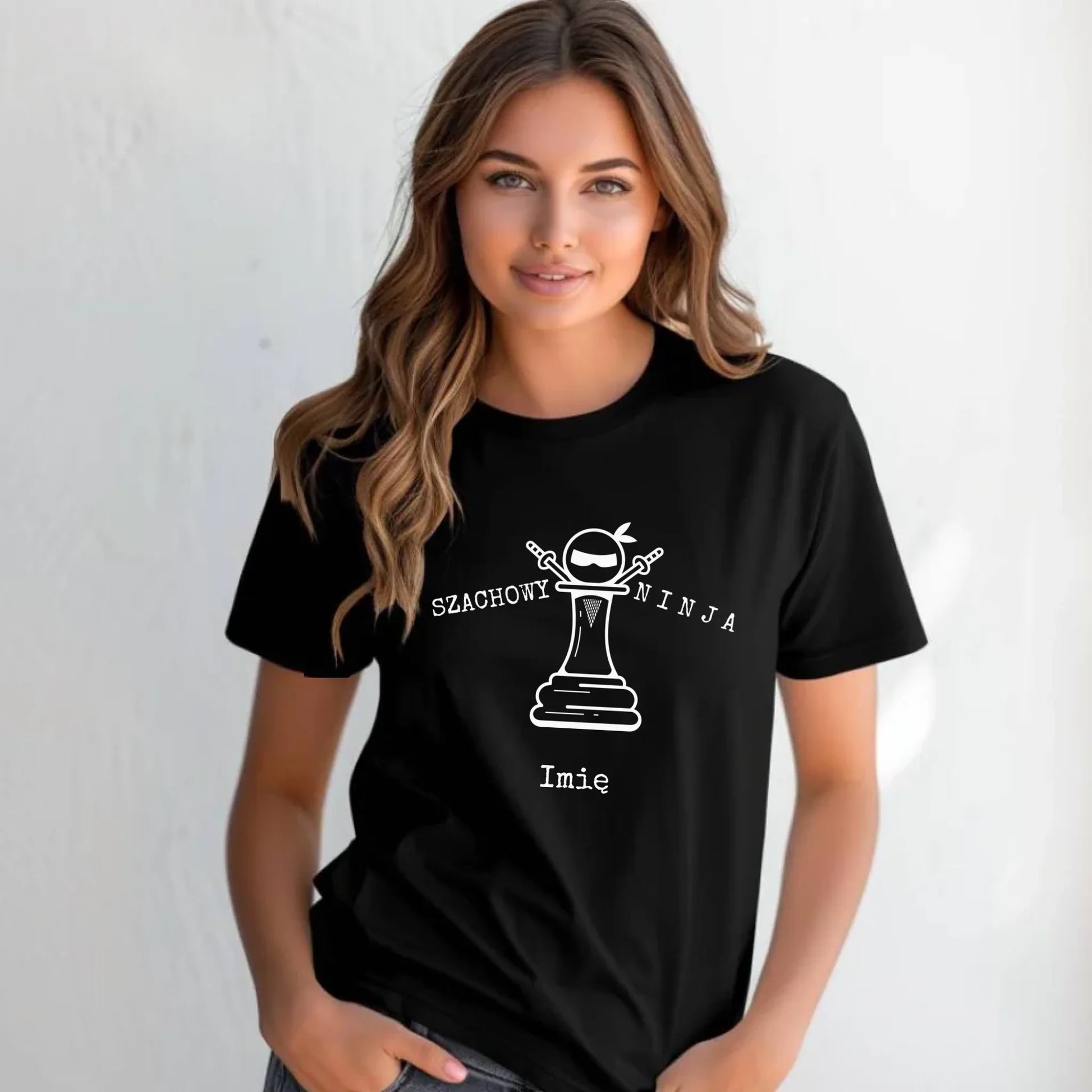 Koszulka damska dla szachisty - Szachowy ninja - personalizowana HSZ01 - StoryCups.pl