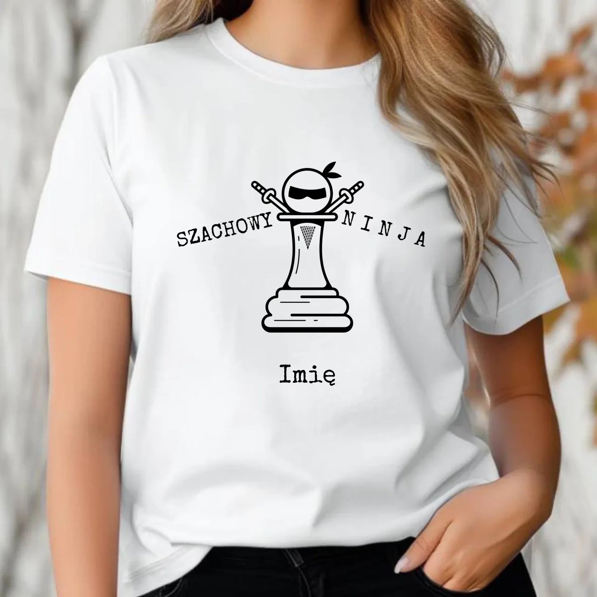 Koszulka damska dla szachisty - Szachowy ninja - personalizowana HSZ01 - StoryCups.pl