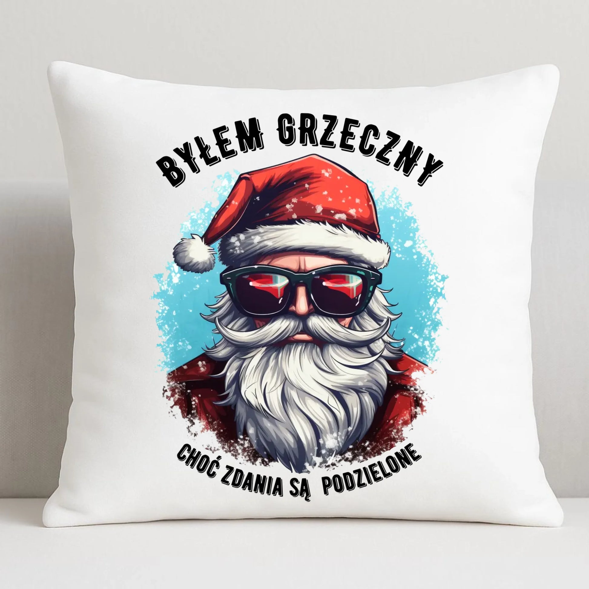 Poduszka świąteczna z Mikołajem - Byłem grzeczny, choć zdania są podzielone BN126 - StoryCups.pl