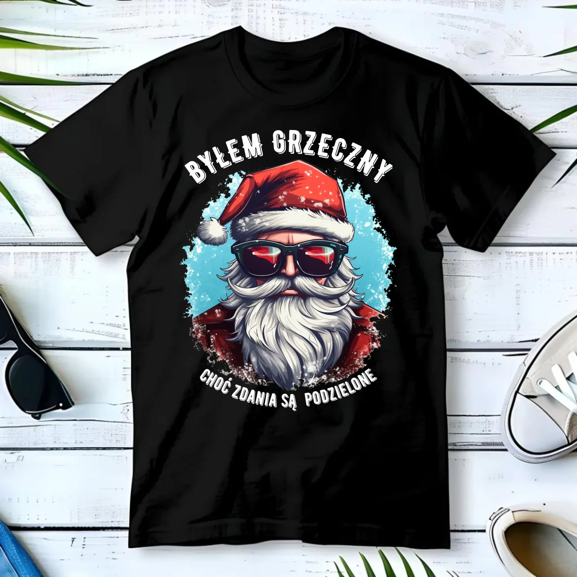 Koszulka męska świąteczna z Mikołajem - Byłem grzeczny, choć zdania są podzielone BN126 - StoryCups.pl