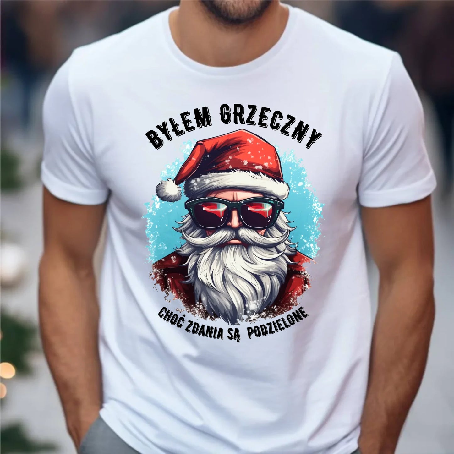 Koszulka męska świąteczna z Mikołajem - Byłem grzeczny, choć zdania są podzielone BN126 - StoryCups.pl