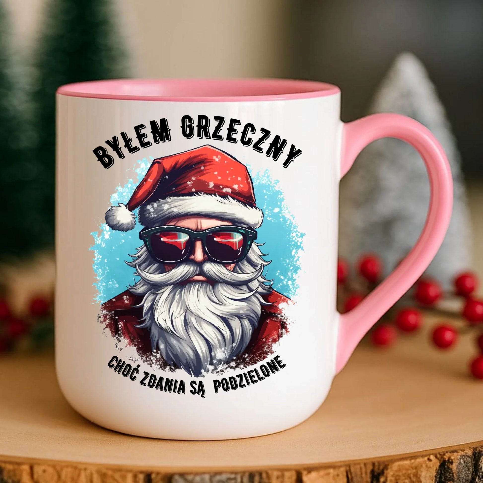 Kubek elegant świąteczny z Mikołajem - Byłem grzeczny, choć zdania są podzielone BN126 - StoryCups.pl