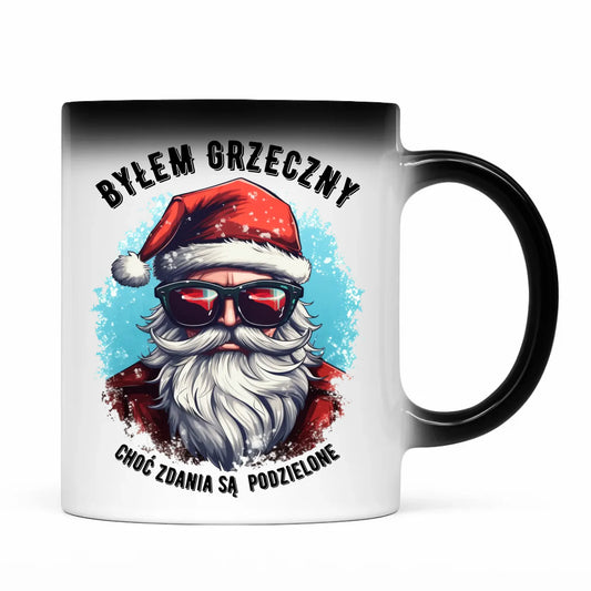 Kubek magiczny świąteczny z Mikołajem - Byłem grzeczny, choć zdania są podzielone BN126 - StoryCups.pl