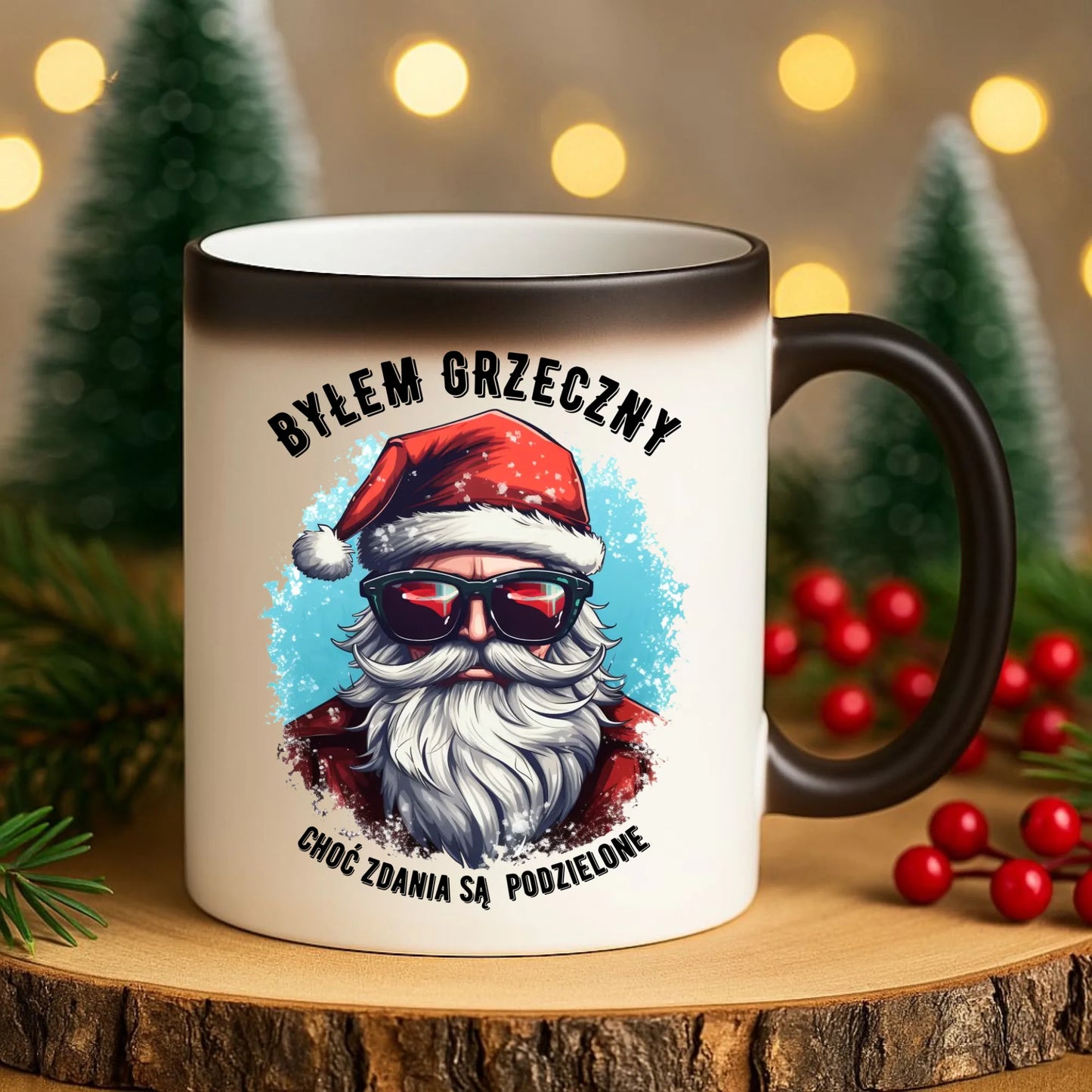 Kubek magiczny świąteczny z Mikołajem - Byłem grzeczny, choć zdania są podzielone BN126 - StoryCups.pl