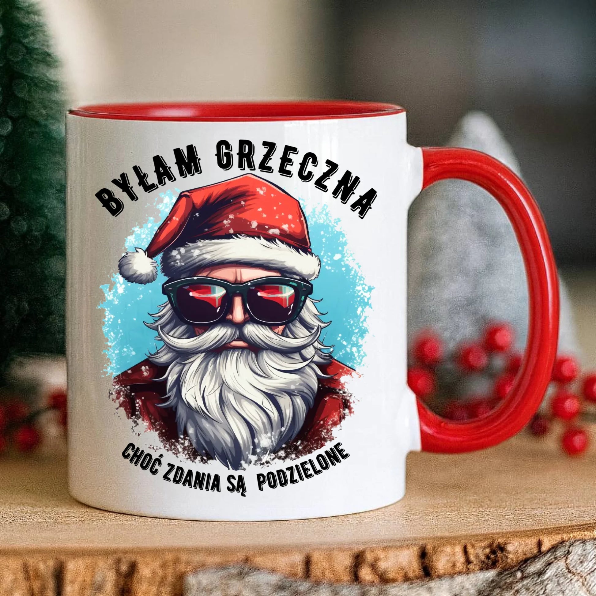 Kubek świąteczny z Mikołajem - Byłam grzeczna, choć zdania są podzielone BN138 - StoryCups.pl