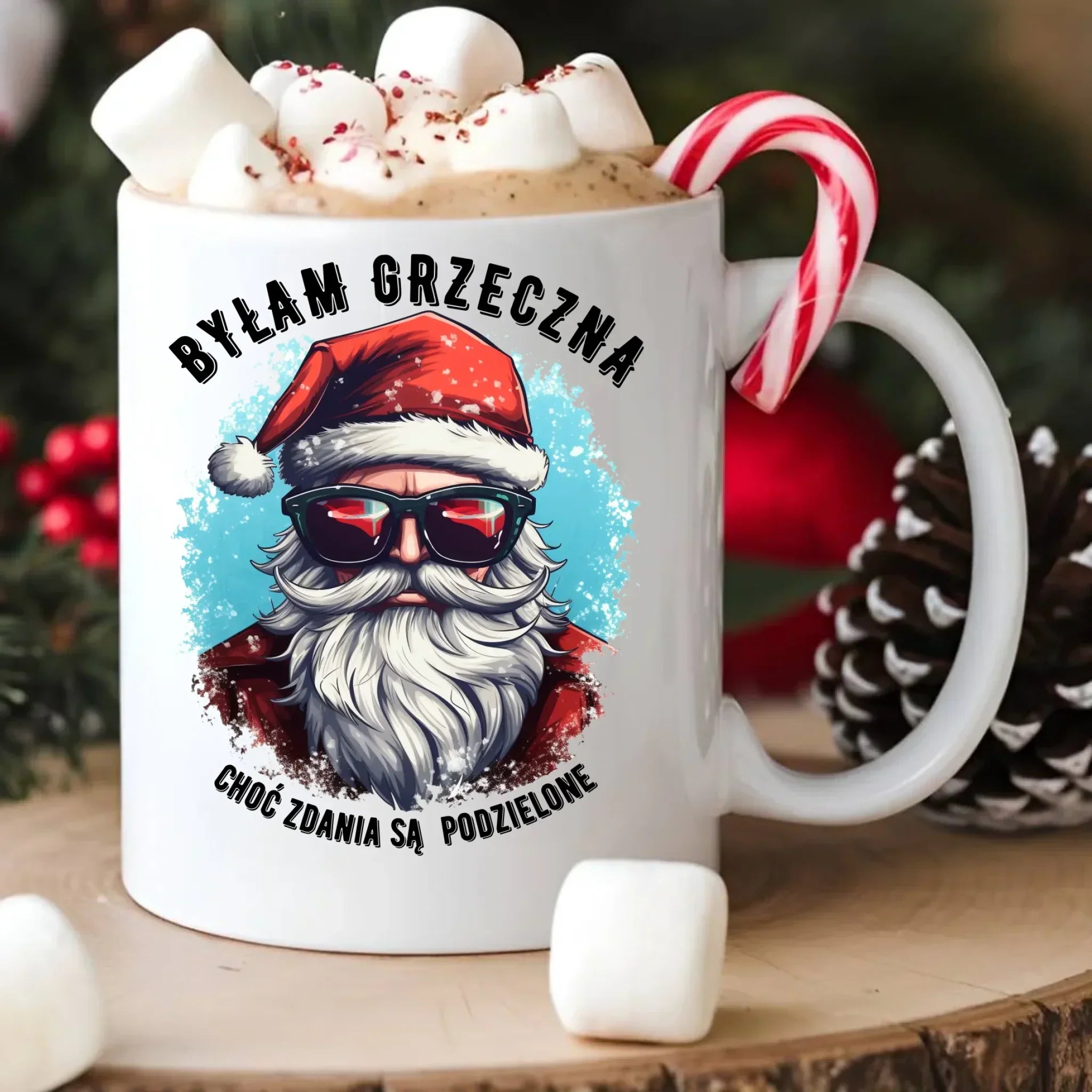 Kubek świąteczny z Mikołajem - Byłam grzeczna, choć zdania są podzielone BN138 - StoryCups.pl