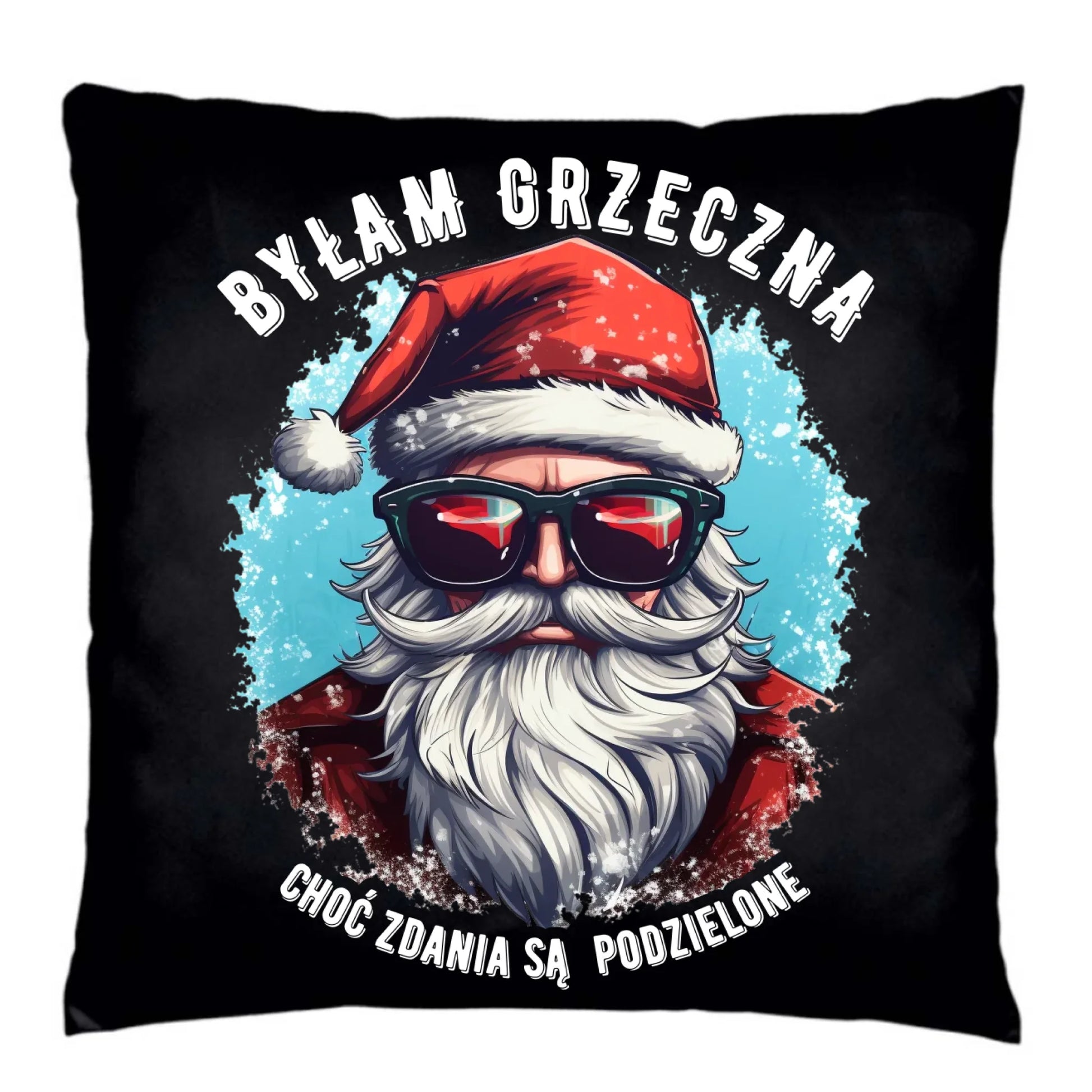 Poduszka dekoracyjna świąteczna z Mikołajem - Byłam grzeczna, choć zdania są podzielone BN138 - StoryCups.pl