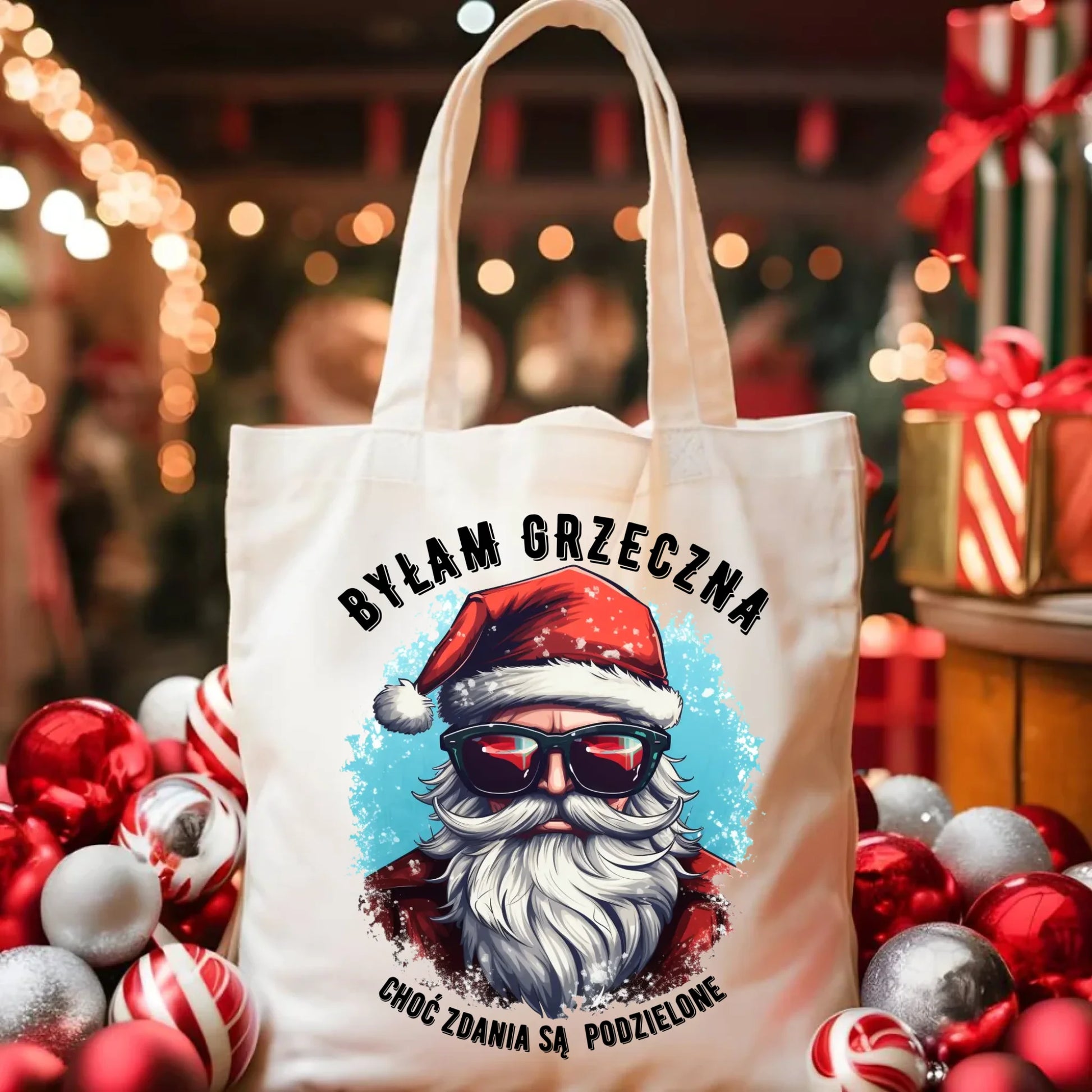 Torba świąteczna z Mikołajem - Byłam grzeczna, choć zdania są podzielone BN138 - StoryCups.pl