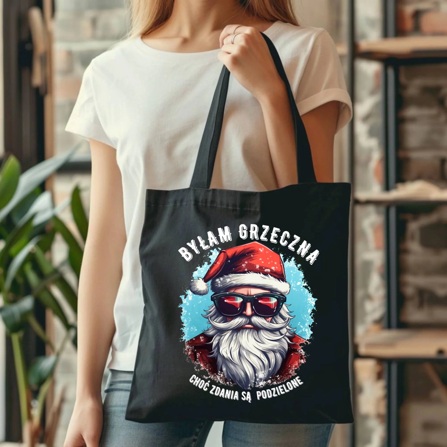 Torba świąteczna z Mikołajem - Byłam grzeczna, choć zdania są podzielone BN138 - StoryCups.pl