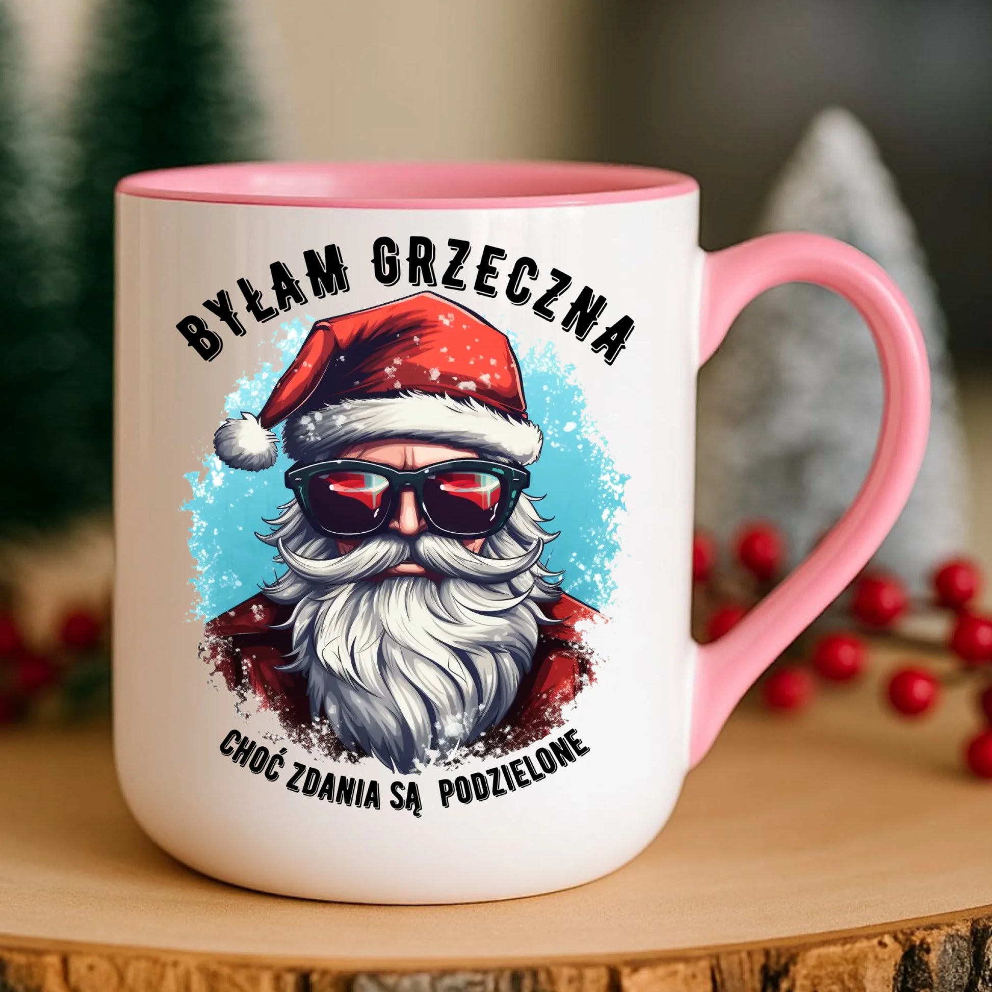 Kubek elegant świąteczny z Mikołajem - Byłam grzeczna, choć zdania są podzielone BN138 - StoryCups.pl
