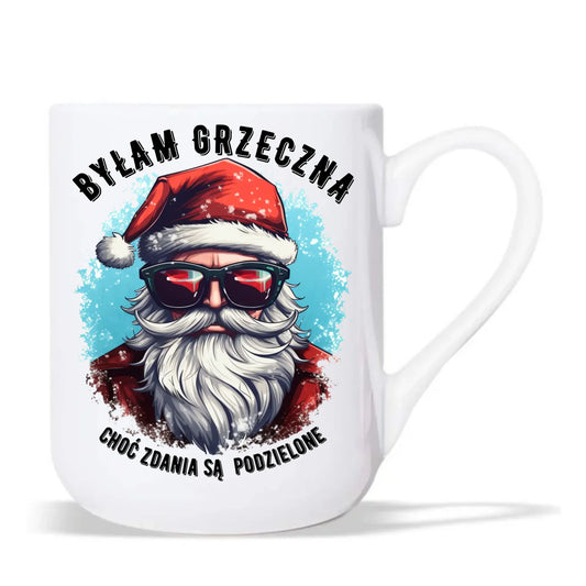 Kubek elegant świąteczny z Mikołajem - Byłam grzeczna, choć zdania są podzielone BN138 - StoryCups.pl