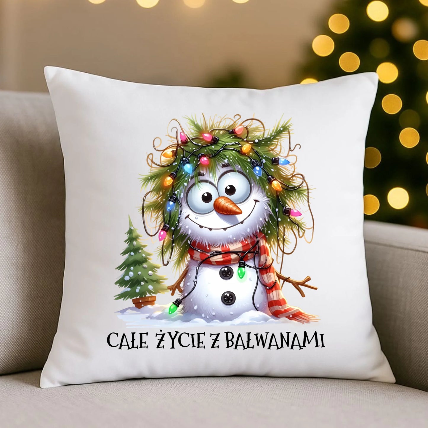 Poduszka świąteczna - Całe życie z bałwanami BN125 - StoryCups.pl