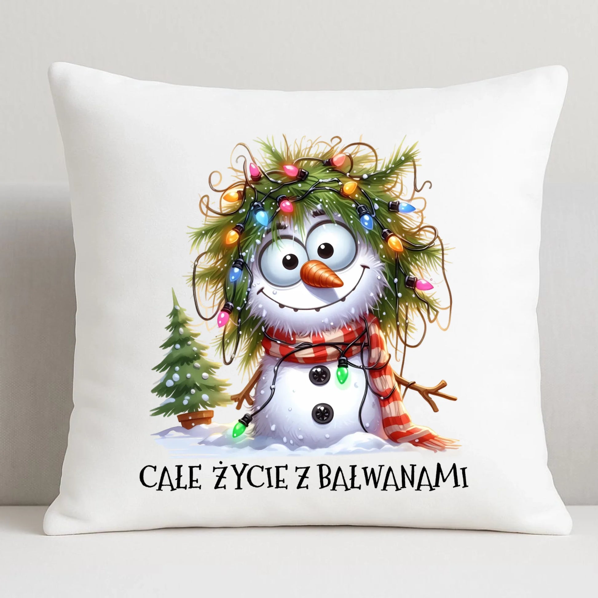 Poduszka świąteczna - Całe życie z bałwanami BN125 - StoryCups.pl