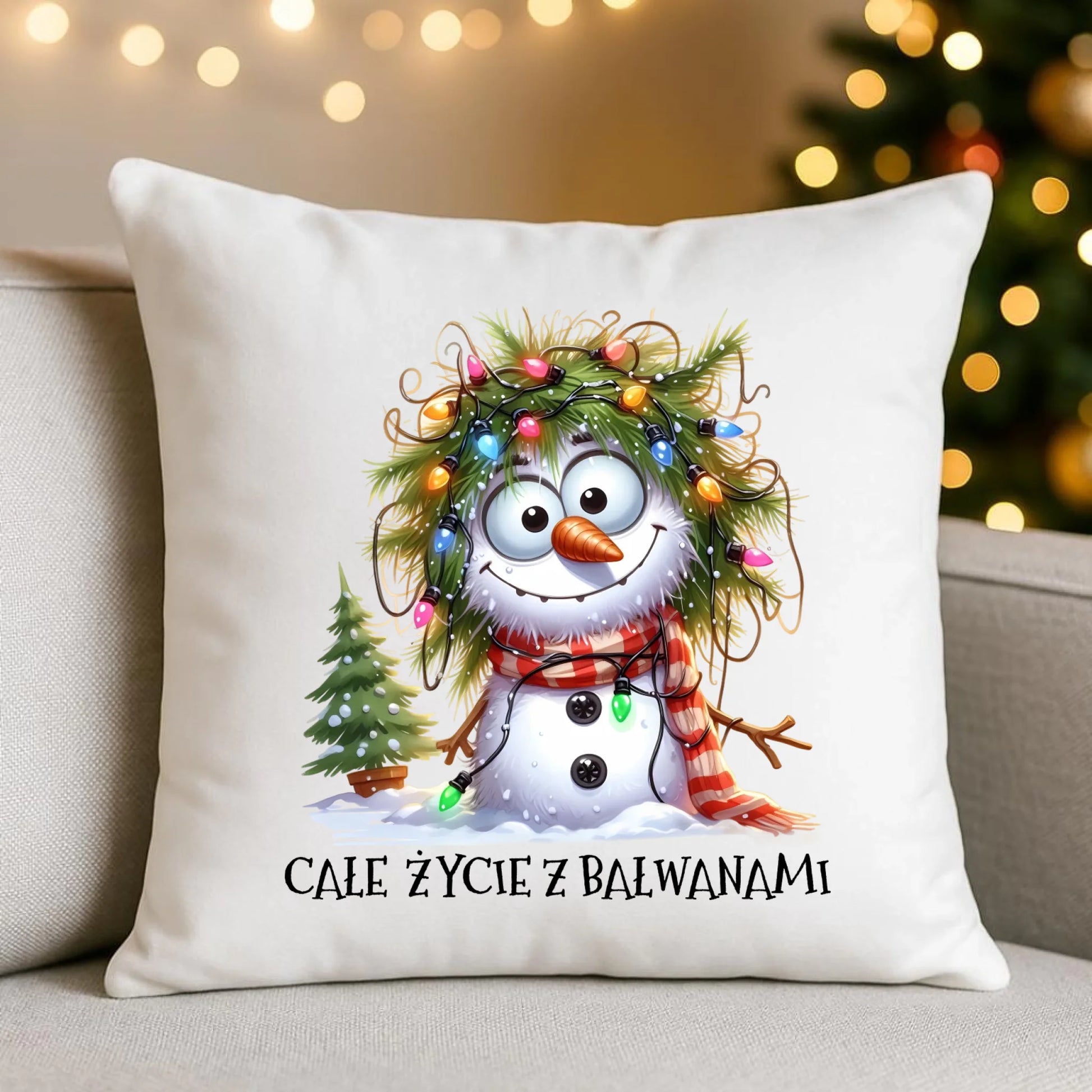 Poduszka świąteczna - Całe życie z bałwanami BN125 - StoryCups.pl