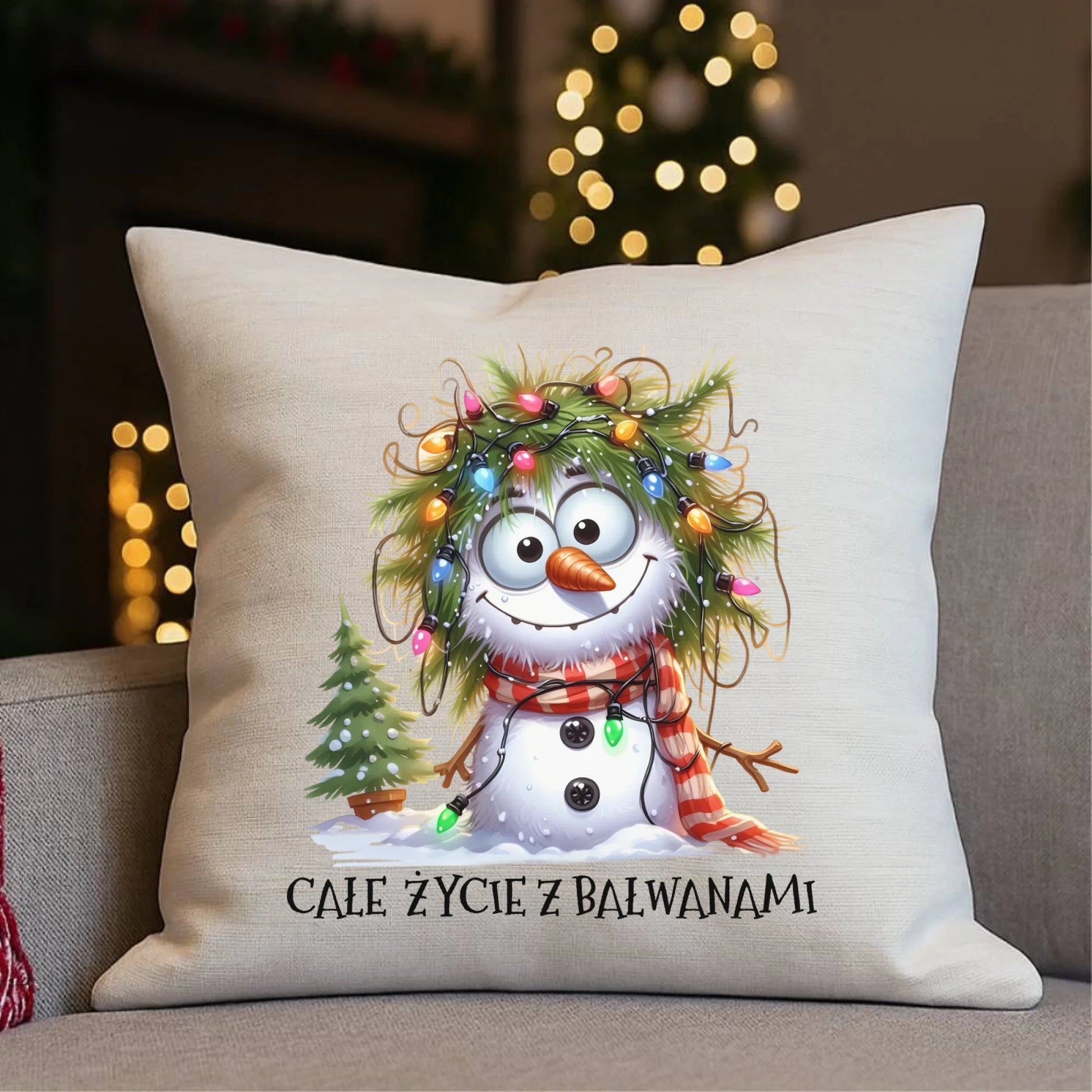 Poduszka świąteczna - Całe życie z bałwanami BN125 - StoryCups.pl