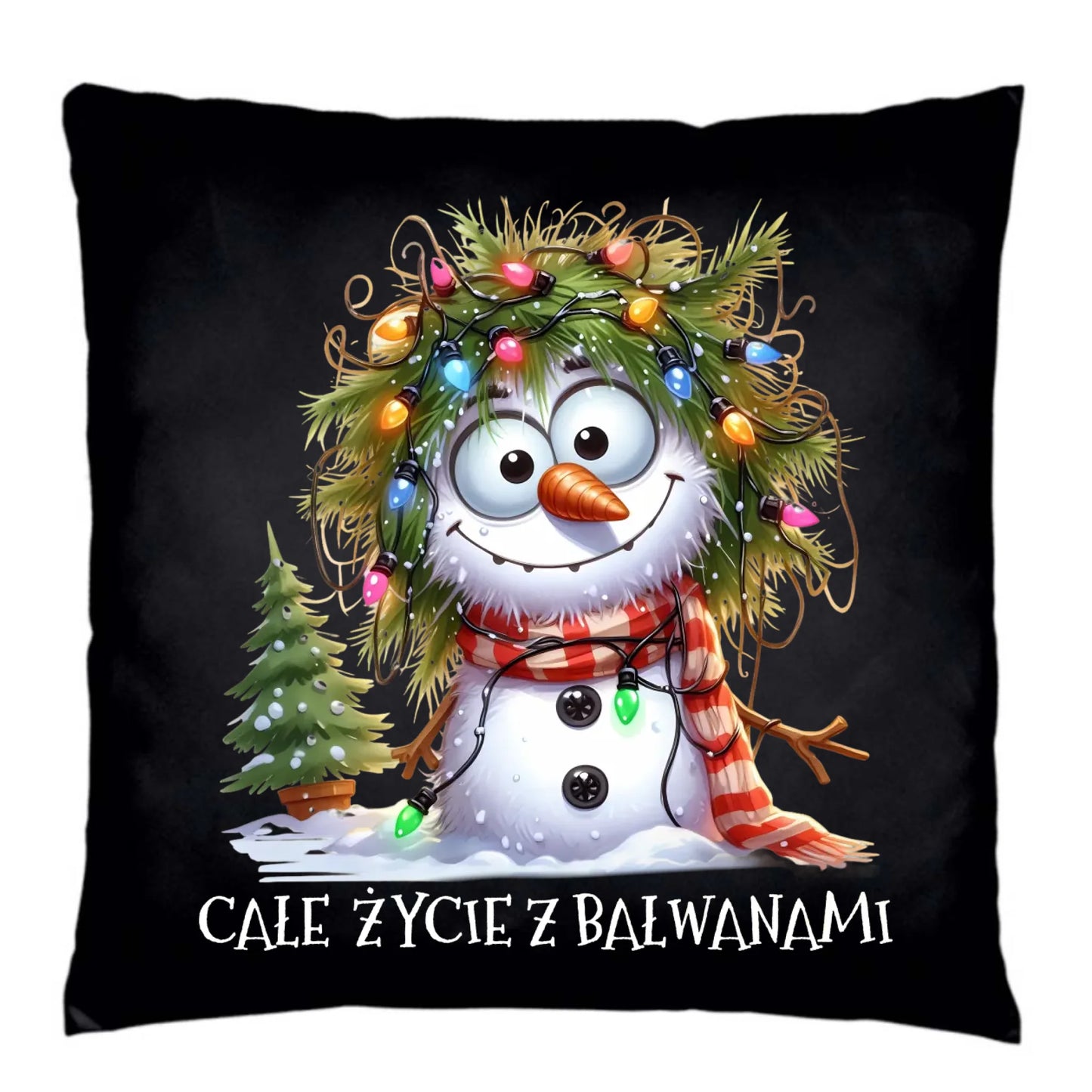 Poduszka dekoracyjna świąteczna - Całe życie z bałwanami BN125 - StoryCups.pl