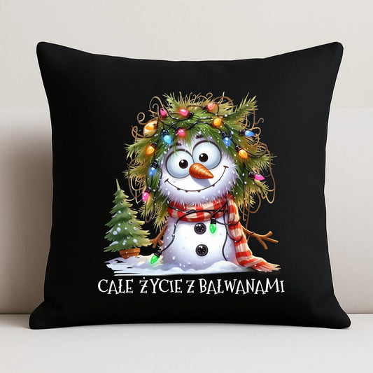 Poduszka dekoracyjna świąteczna - Całe życie z bałwanami BN125 - StoryCups.pl