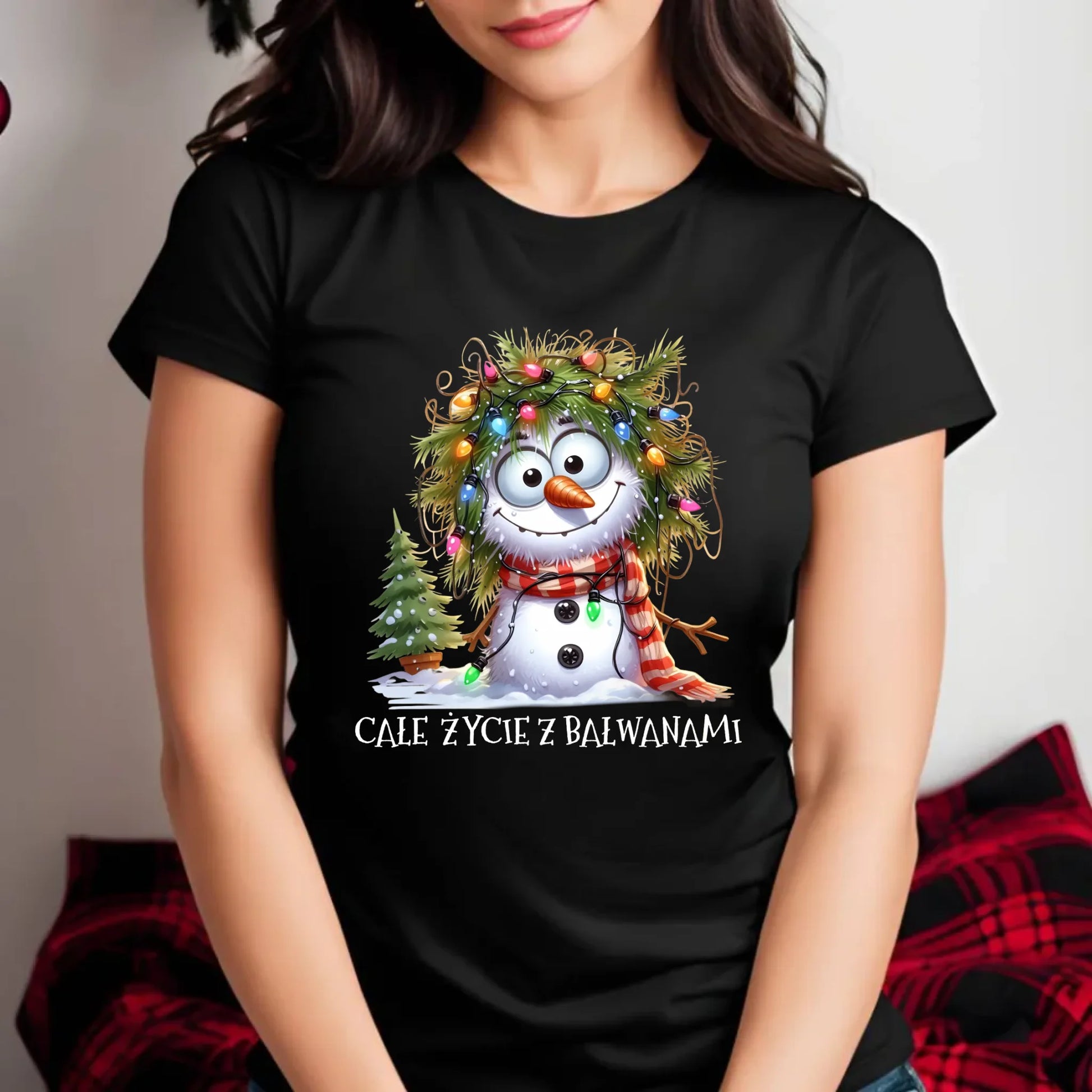 Koszulka damska świąteczna - Całe życie z bałwanami BN125 - StoryCups.pl