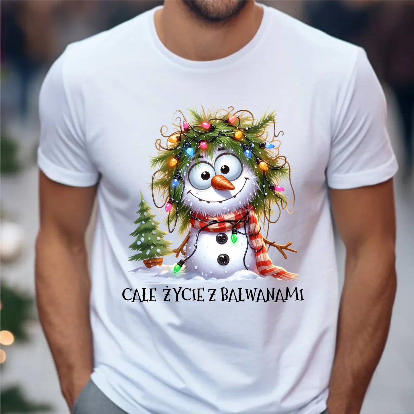 Koszulka męska świąteczna - Całe życie z bałwanami BN125 - StoryCups.pl