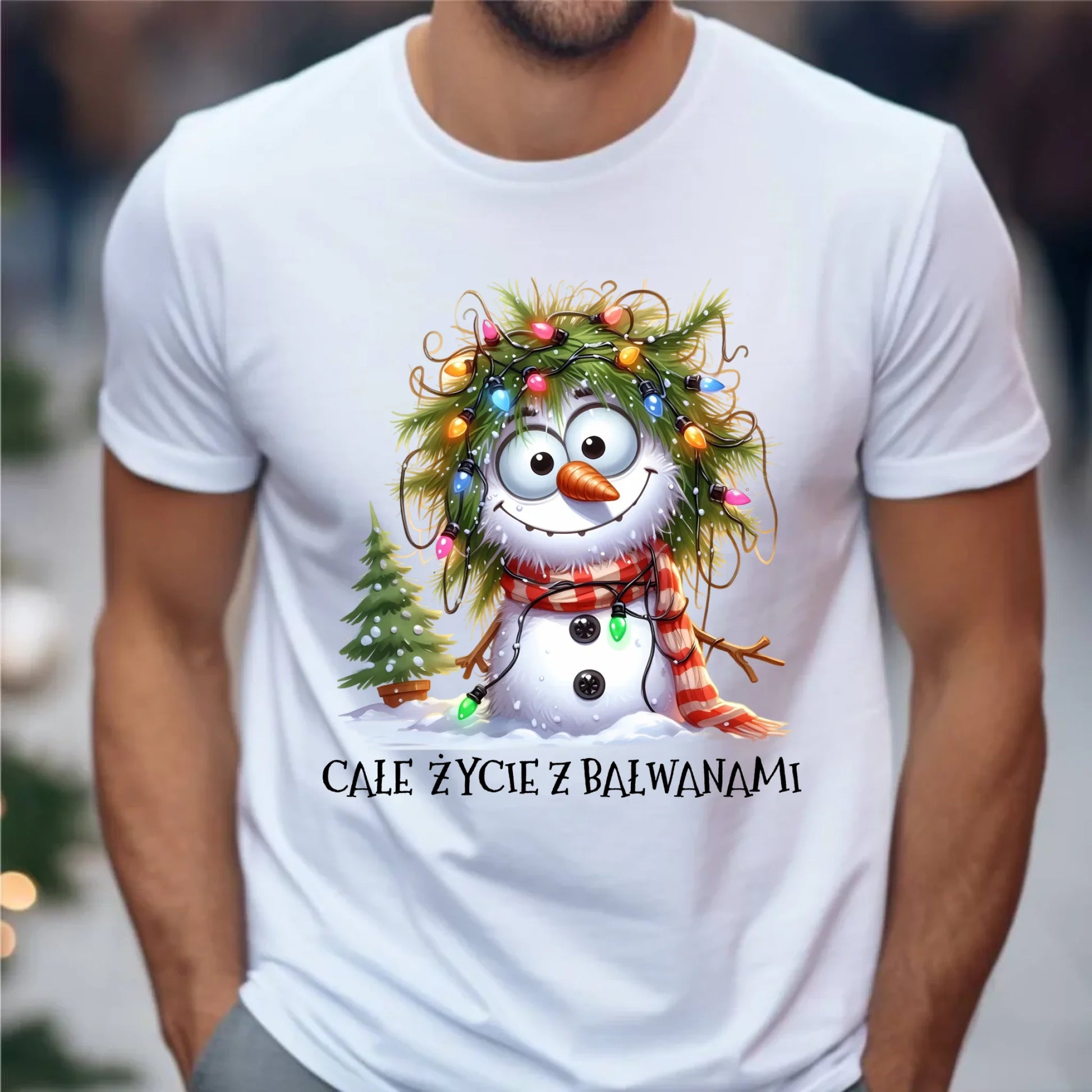 Koszulka męska świąteczna - Całe życie z bałwanami BN125 - StoryCups.pl