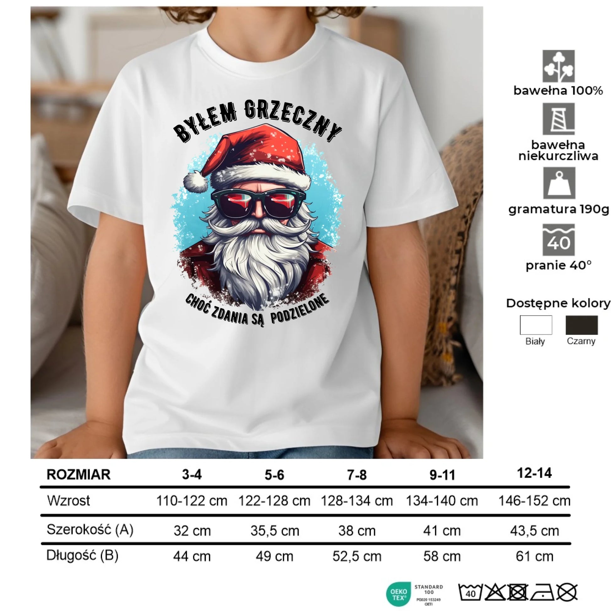 Koszulka dziecięca świąteczna z Mikołajem - Byłem grzeczny, choć zdania są podzielone BN126 - StoryCups.pl