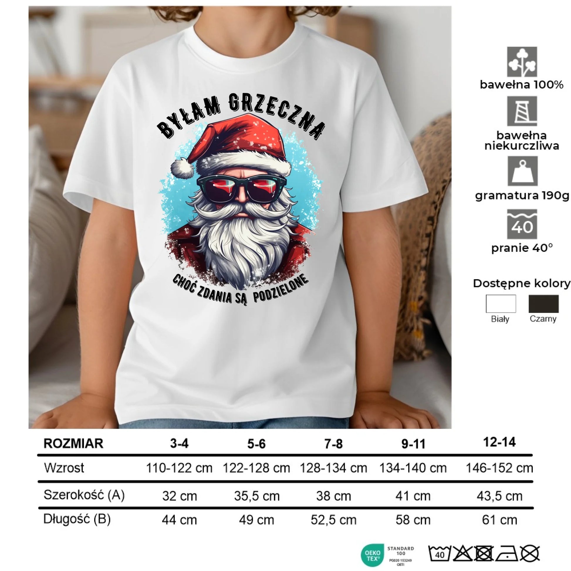 Koszulka dziecięca świąteczna z Mikołajem - Byłam grzeczna, choć zdania są podzielone BN138 - StoryCups.pl