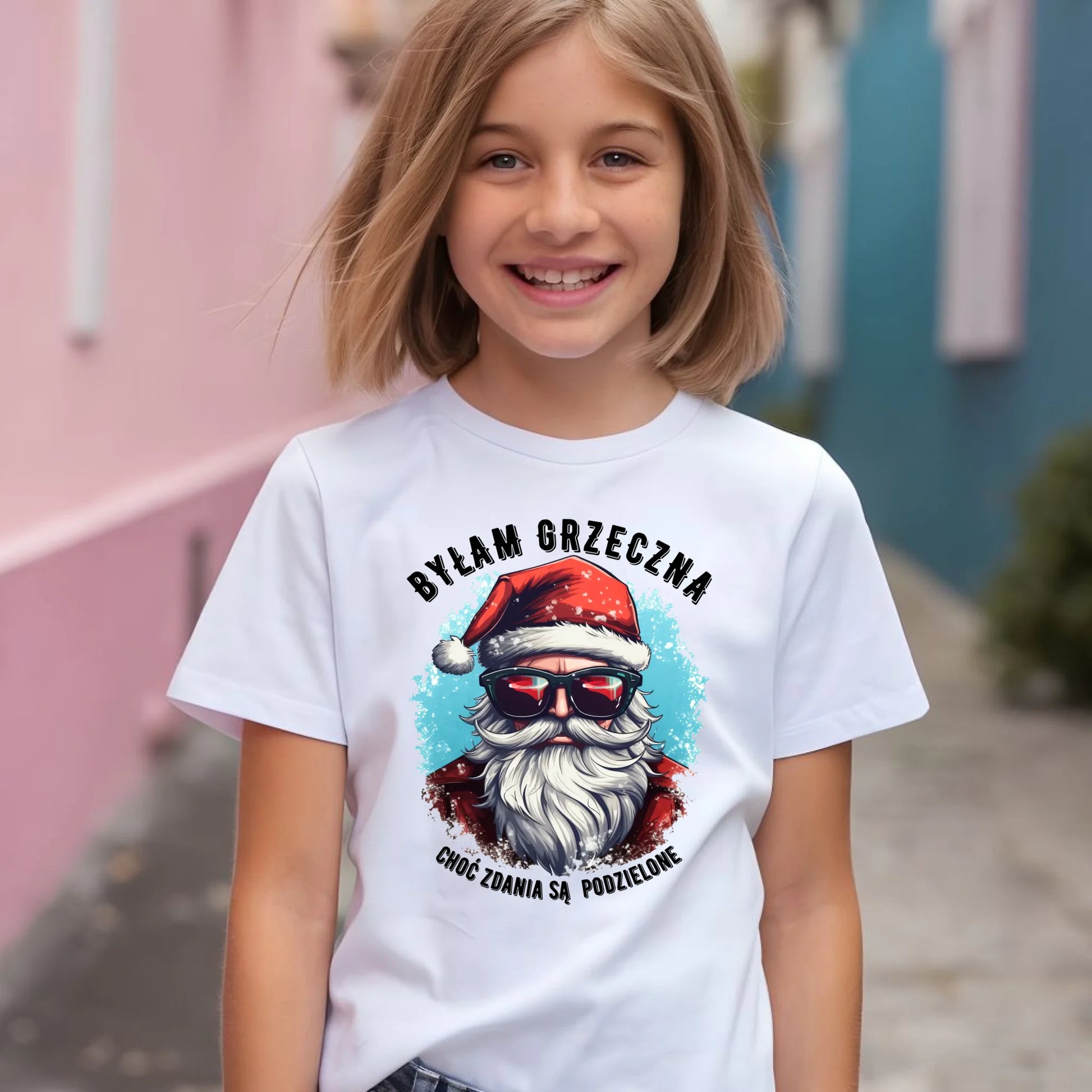 Koszulka dziecięca świąteczna z Mikołajem - Byłam grzeczna, choć zdania są podzielone BN138 - StoryCups.pl
