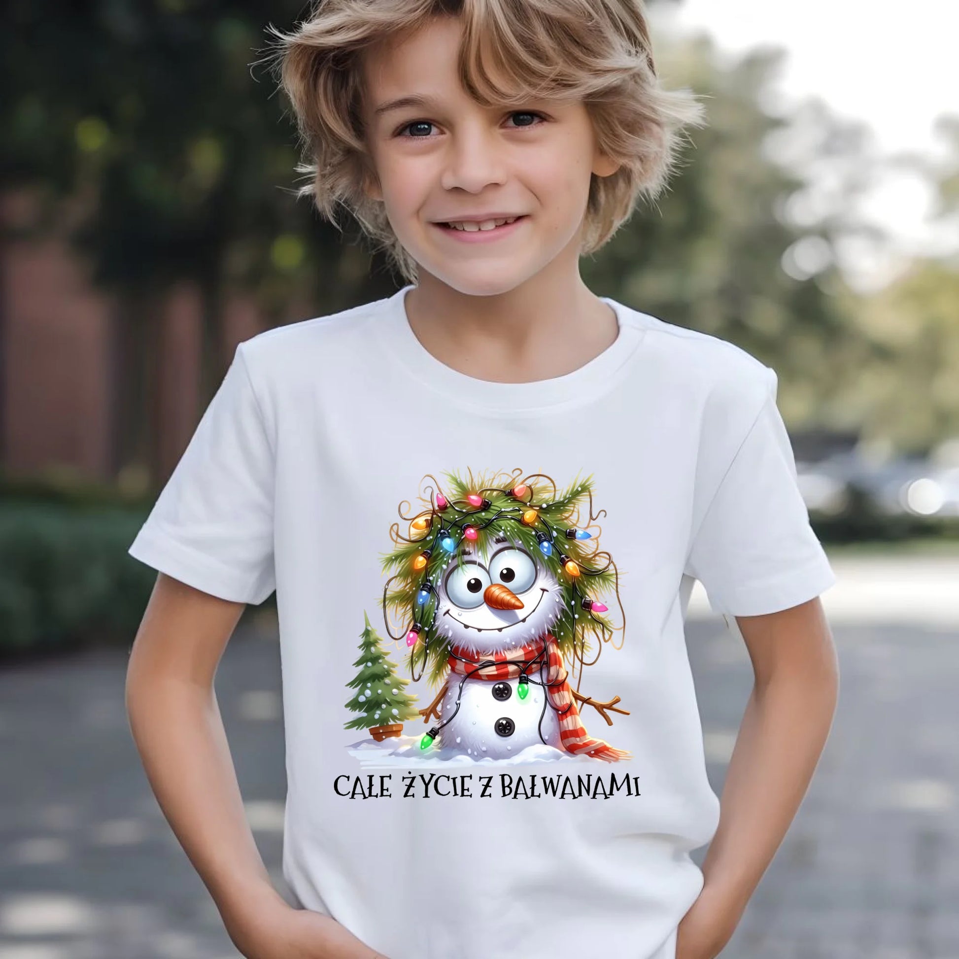 Koszulka dziecięca świąteczna - Całe życie z bałwanami BN125 - StoryCups.pl