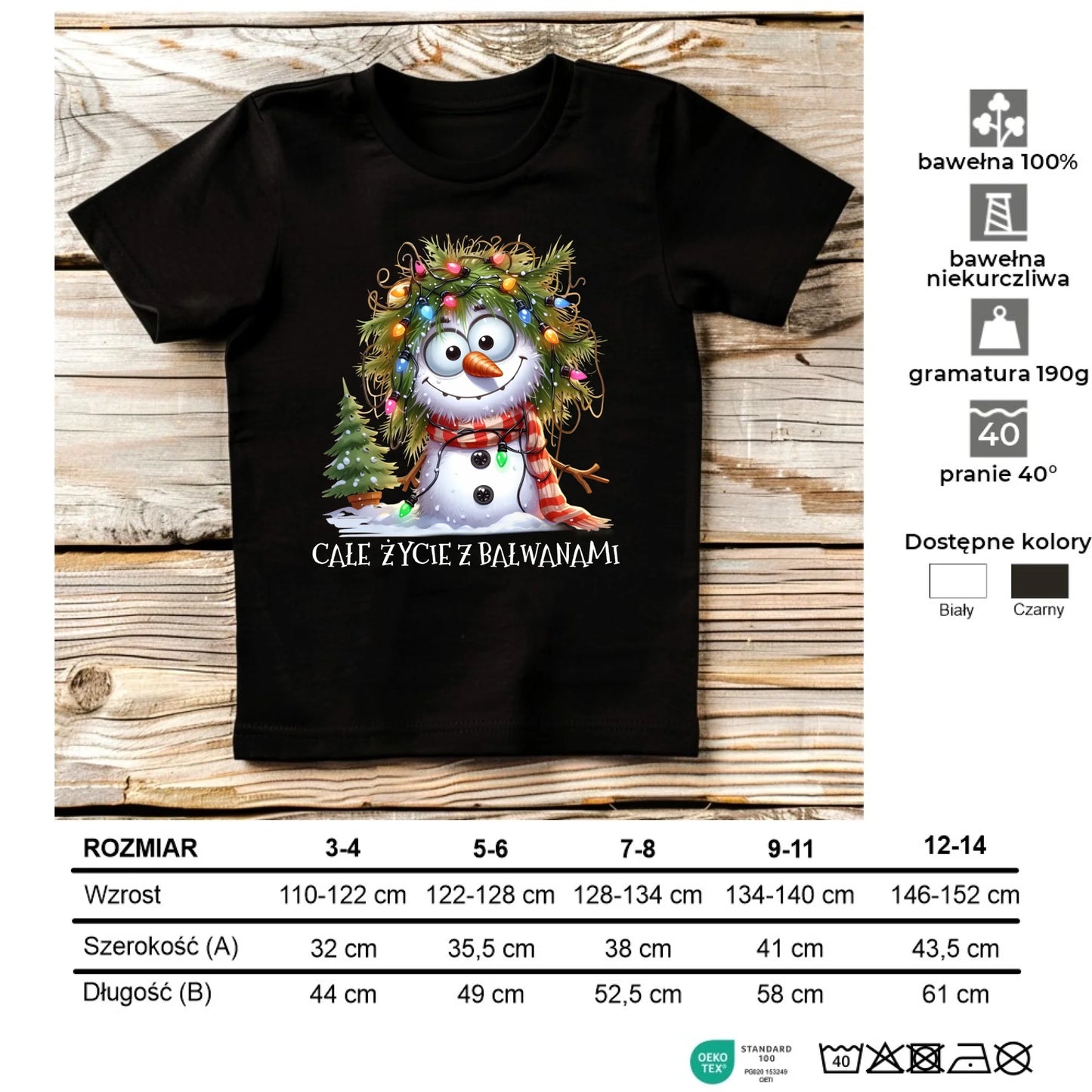 Koszulka dziecięca świąteczna - Całe życie z bałwanami BN125 - StoryCups.pl