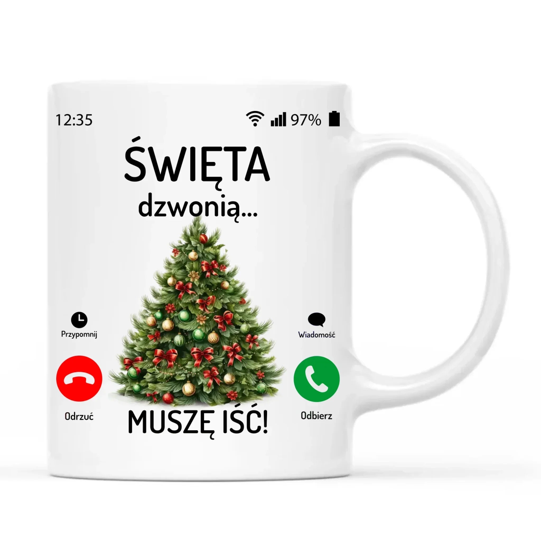 Kubek świąteczny - Choinka Święta dzwonią muszę iść BN124 - StoryCups.pl