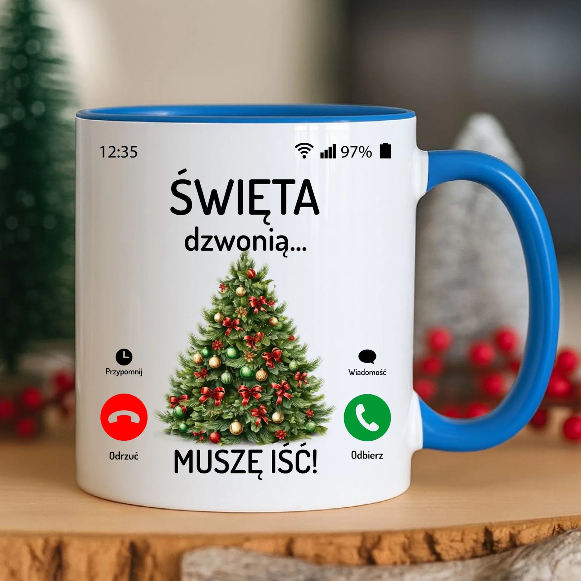 Kubek świąteczny - Choinka Święta dzwonią muszę iść BN124 - StoryCups.pl