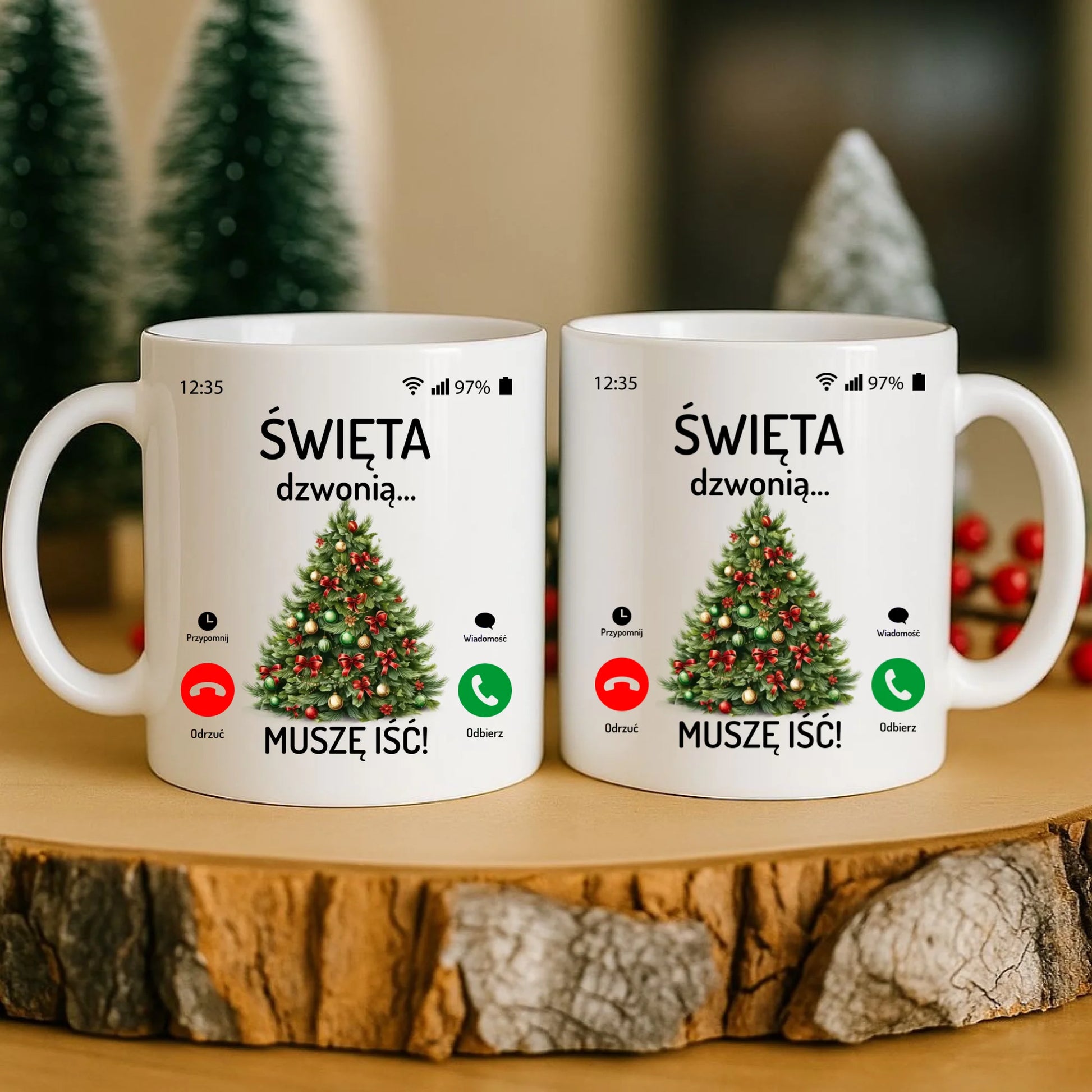 Kubek świąteczny - Choinka Święta dzwonią muszę iść BN124 - StoryCups.pl
