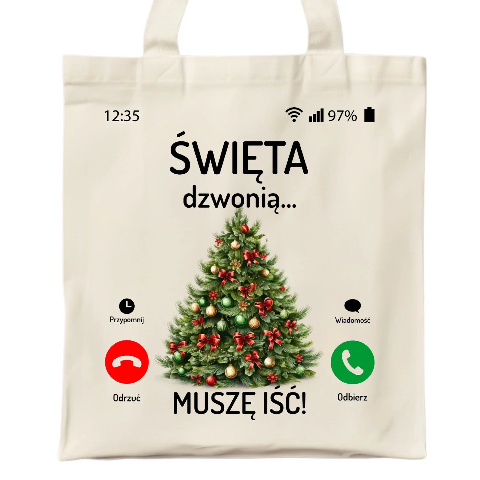 Torba świąteczna - Choinka Święta dzwonią muszę iść BN124 - StoryCups.pl