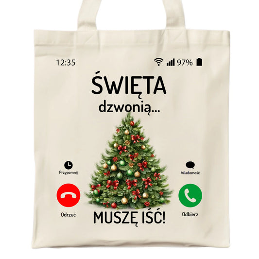 Torba świąteczna - Choinka Święta dzwonią muszę iść BN124 - StoryCups.pl