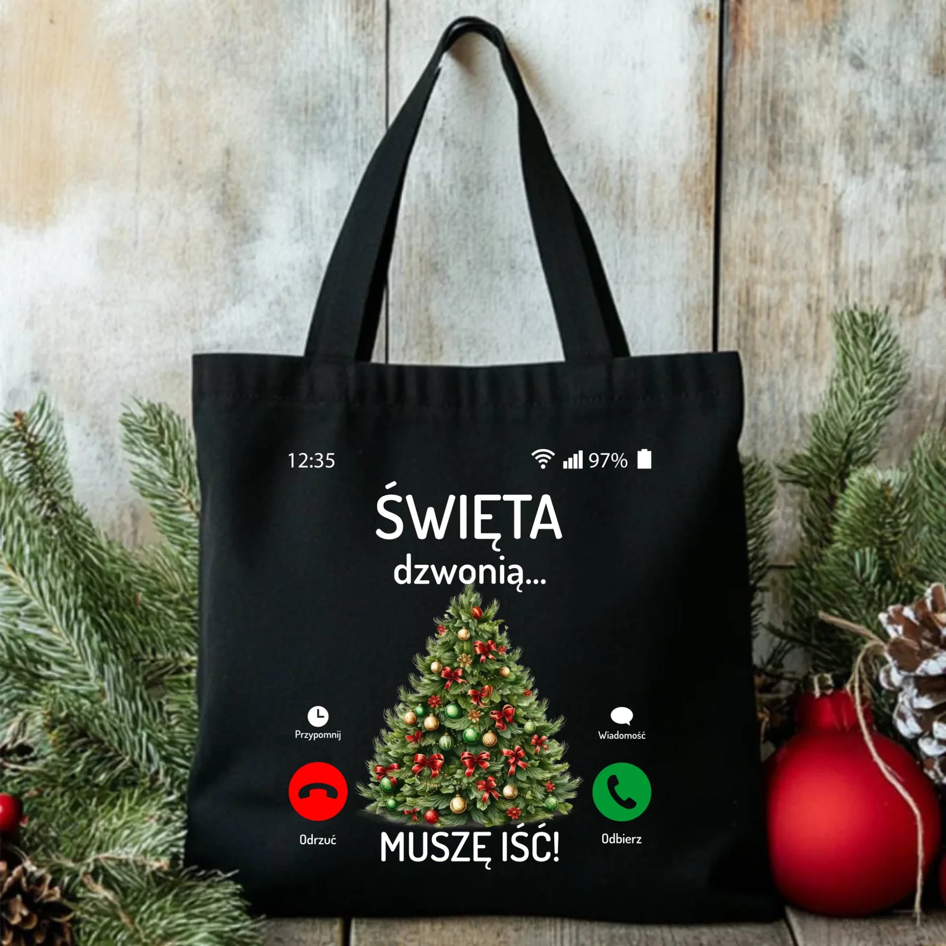 Torba świąteczna - Choinka Święta dzwonią muszę iść BN124 - StoryCups.pl