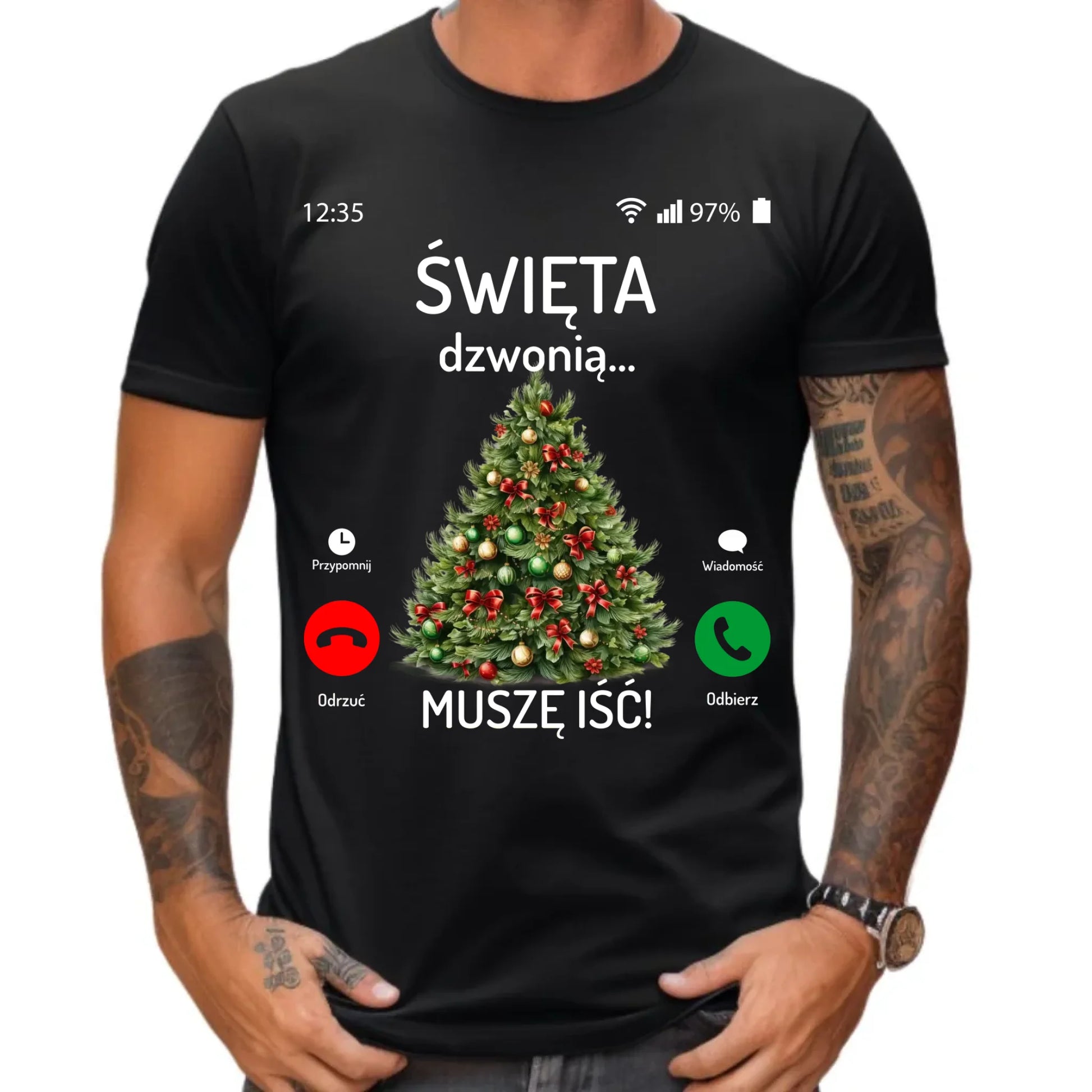 Koszulka męska świąteczna - Choinka Święta dzwonią muszę iść BN124 - StoryCups.pl