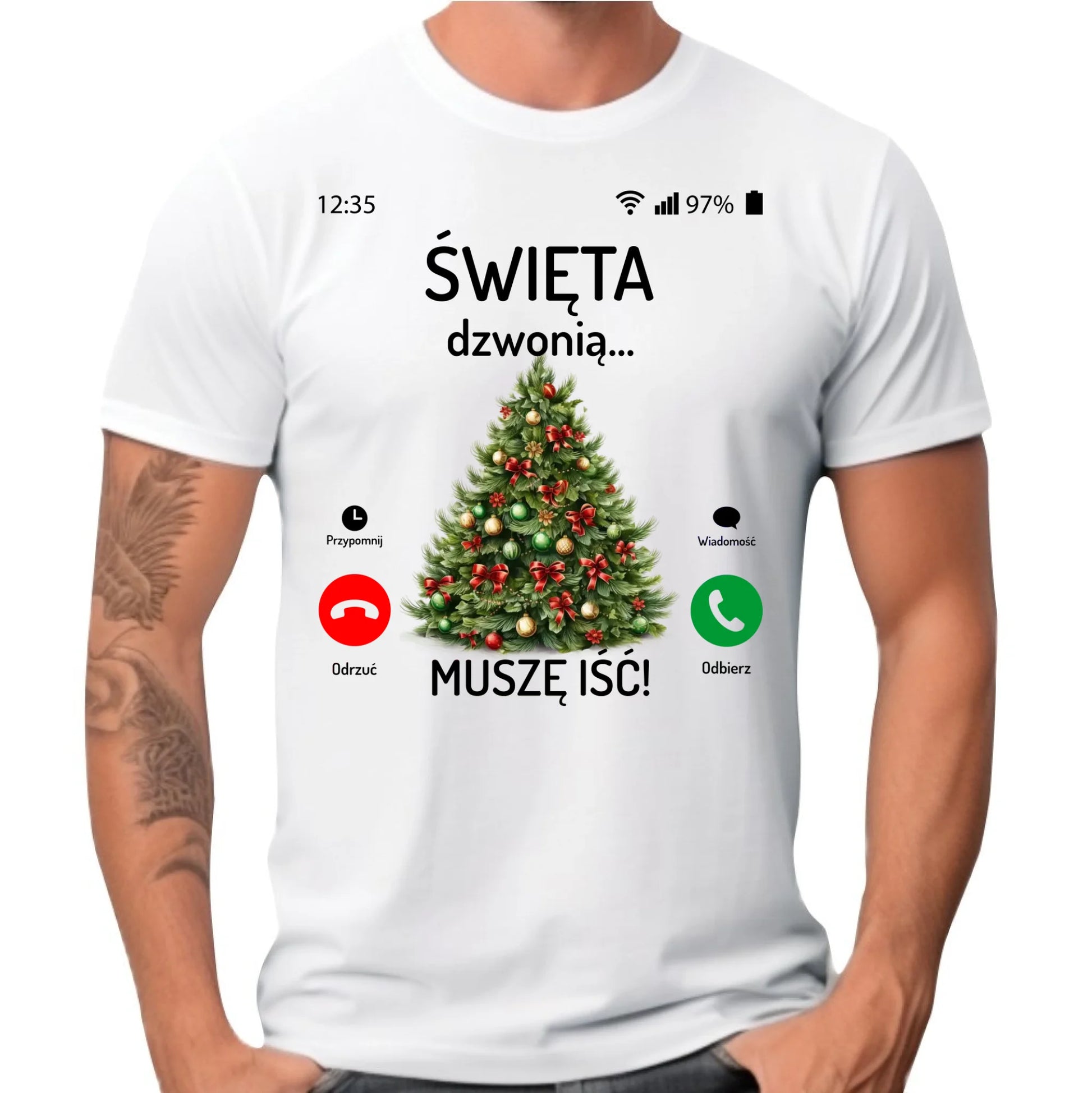 Koszulka męska świąteczna - Choinka Święta dzwonią muszę iść BN124 - StoryCups.pl