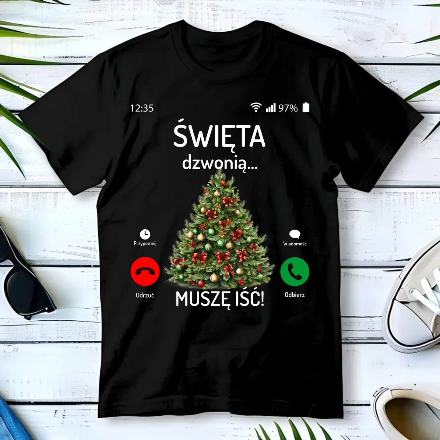 Koszulka męska świąteczna - Choinka Święta dzwonią muszę iść BN124 - StoryCups.pl