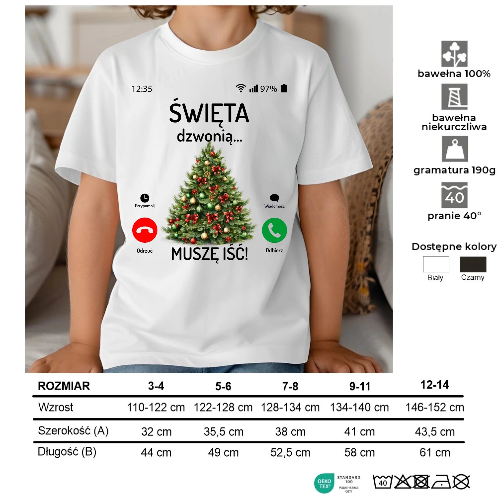 Koszulka dziecięca świąteczna - Choinka Święta dzwonią muszę iść BN124 - StoryCups.pl