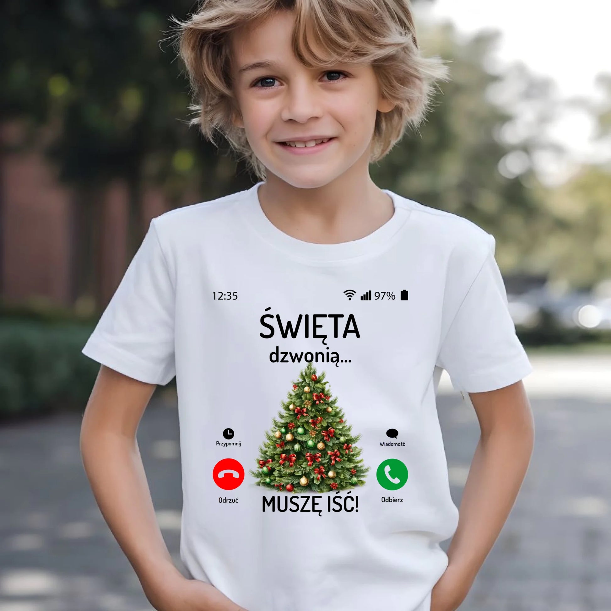 Koszulka dziecięca świąteczna - Choinka Święta dzwonią muszę iść BN124 - StoryCups.pl